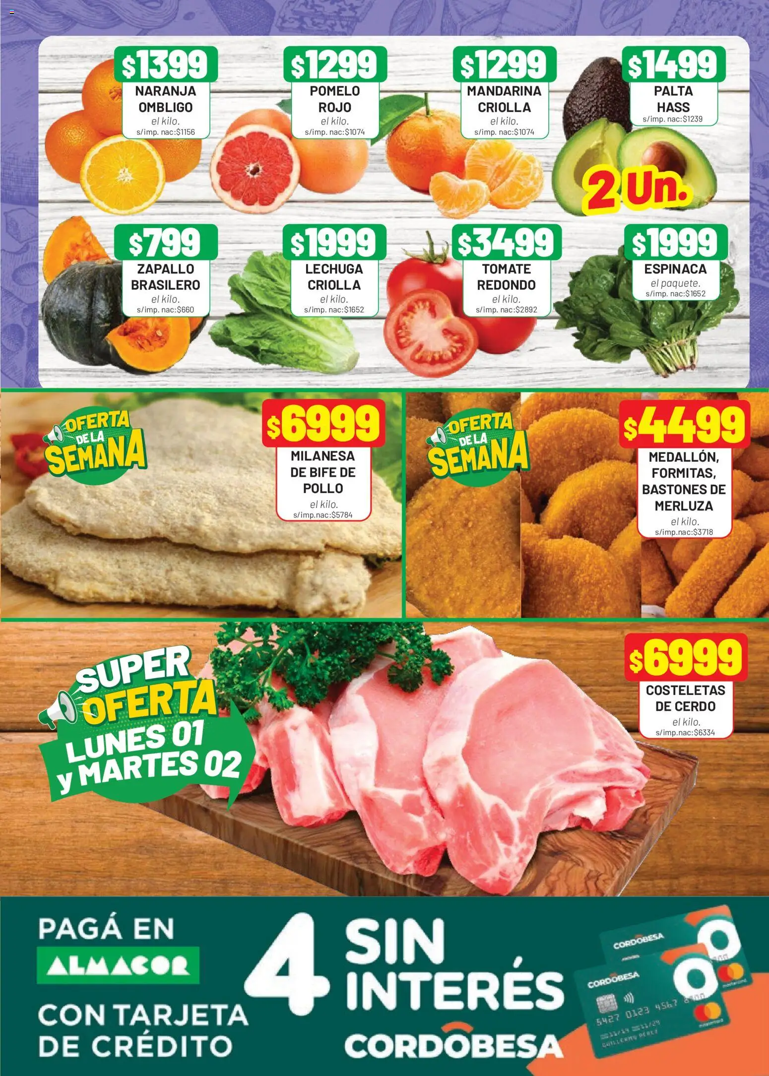 Almacor catálogo │ válido desde el 28.05.2026 | Página: 3 | Productos: Milanesa, Tomate, Pomelo, Cerdo