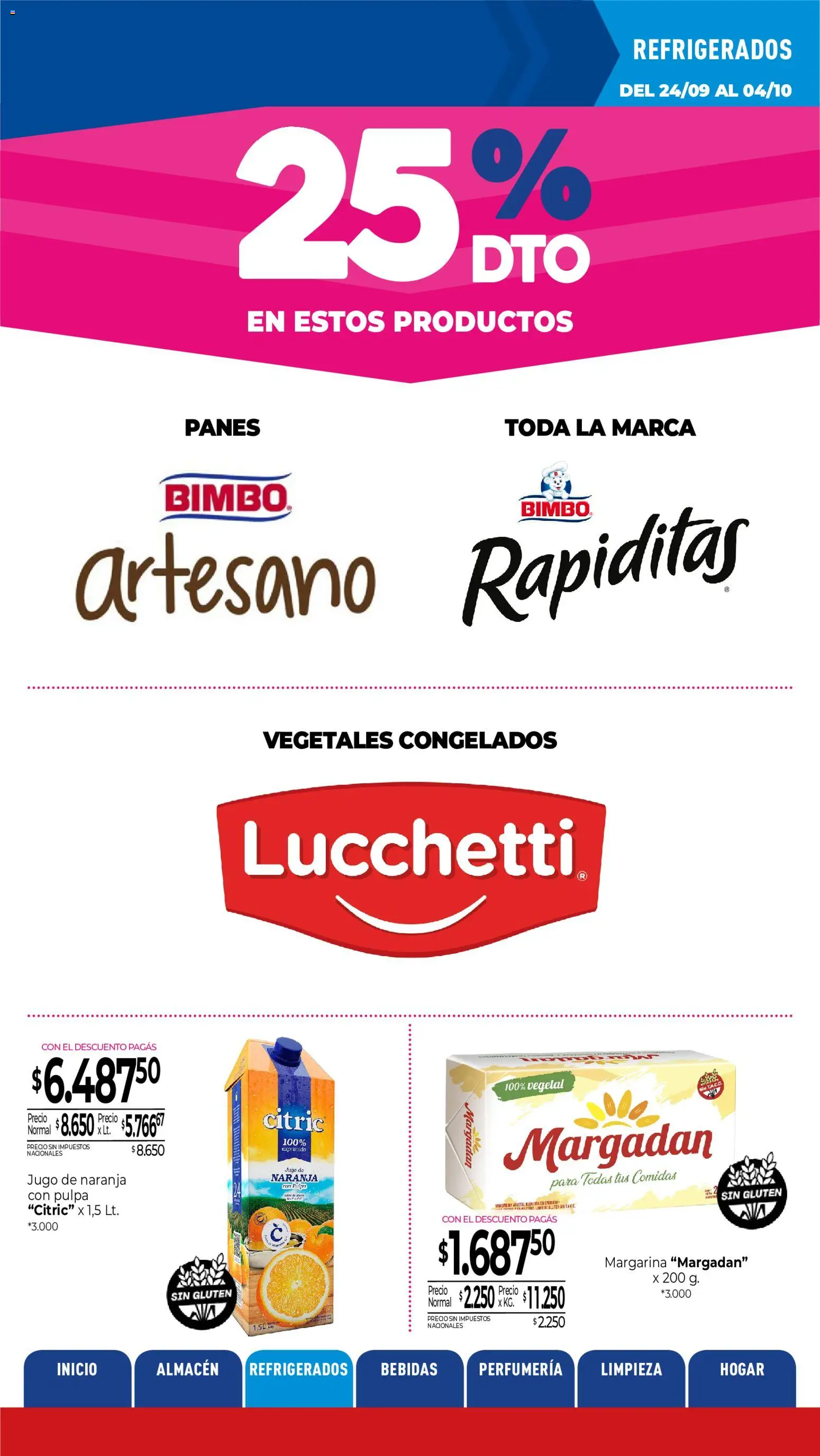 La Anonima catálogo │ válido desde el 24/09/2026 | Página: 15 | Productos: Jugo de naranja, Bebidas, Jugo, Margarina
