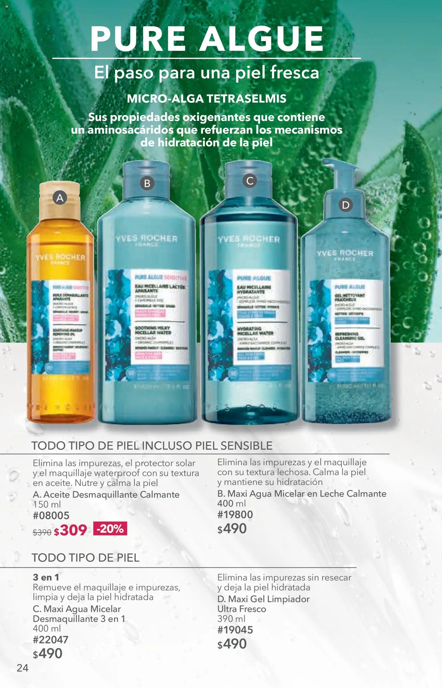 Nuevas ofertas de Yves Rocher válidas en toda la República Mexicana desde el 14/07/2026. ¡Encuentra las mejores ofertas en Yves Rocher campaña 10 2026! | Página: 24 | Productos: Agua, Desmaquillante, Leche, Limpiador