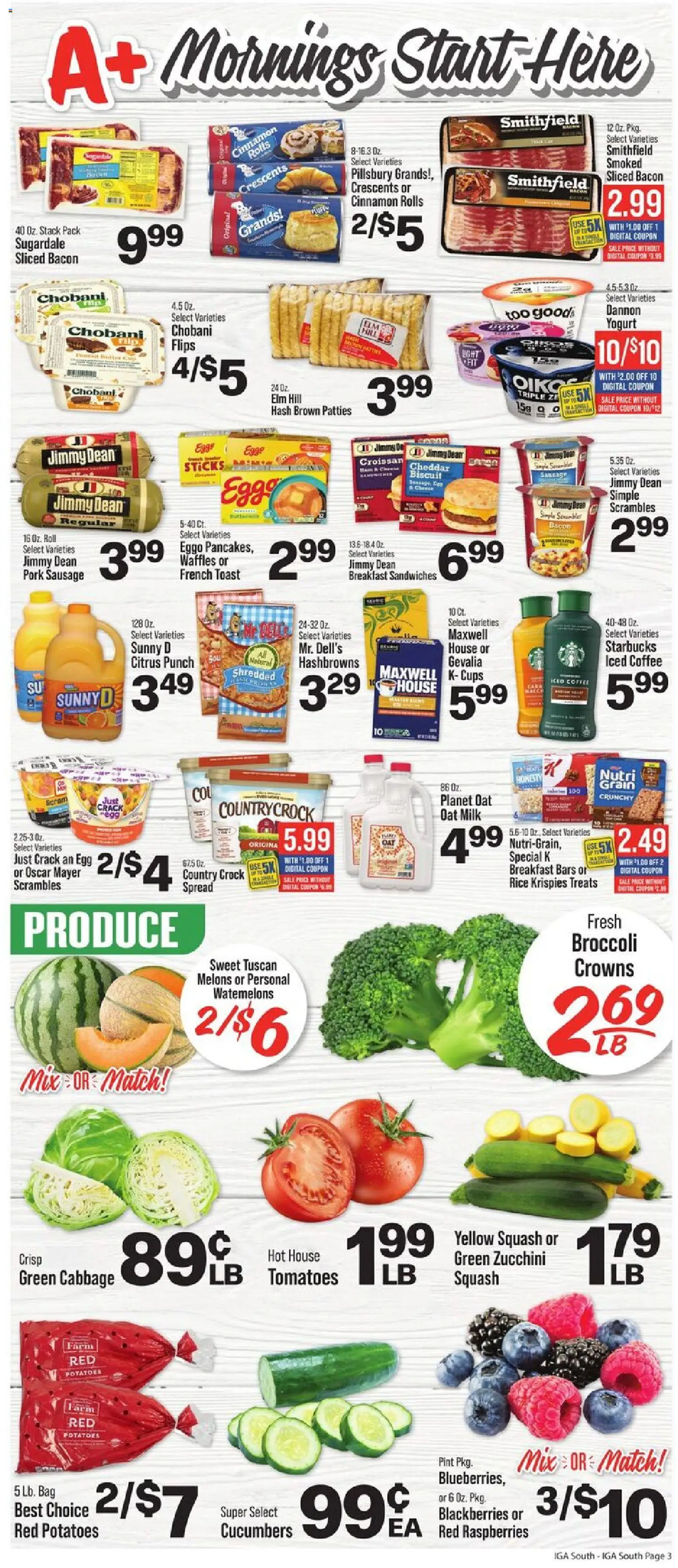 IGA Weekly Ad - valid from 08/19/2026 | Page: 5 | Products: Squash, Spread, Rice, Cabbage