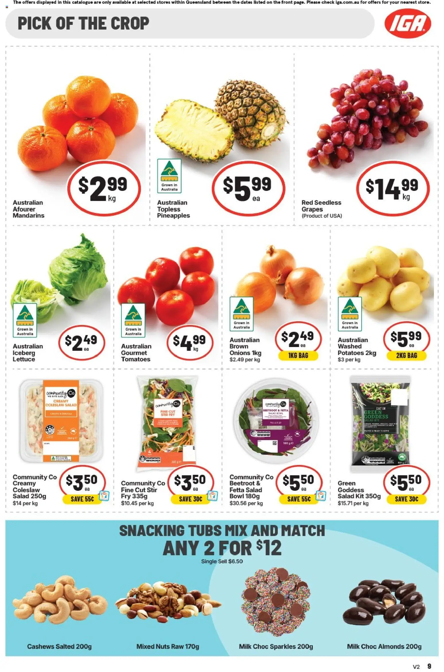 IGA catalogue - valid from 30/09/2026 | Page: 18 | Products: Almonds, Tomatoes, Mandarins, Salad