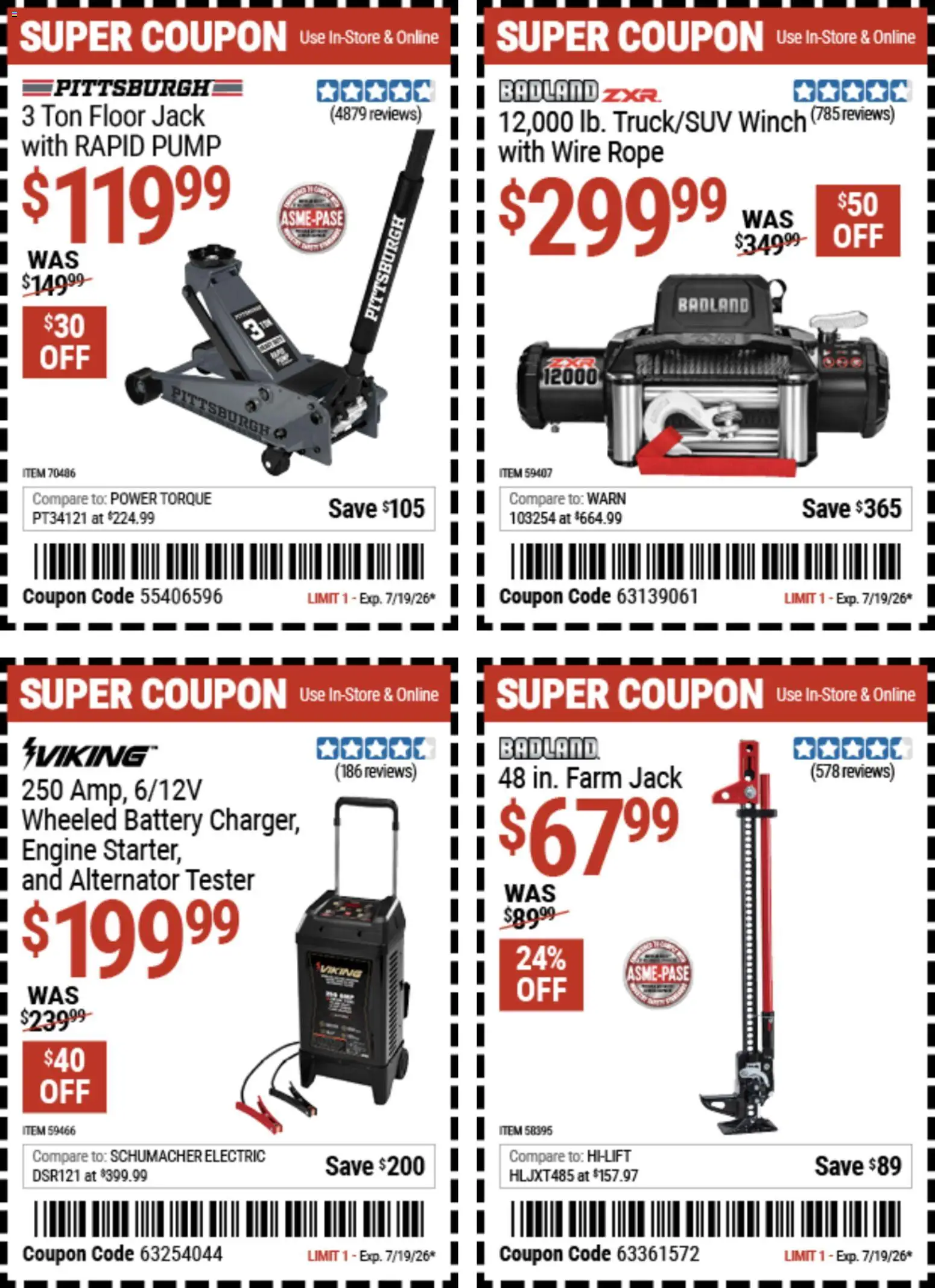 Harbor Freight Weekly Ad - valid from 07/06/2026 | Page: 26 | Products: Pump, Battery, Wire, Alternator
