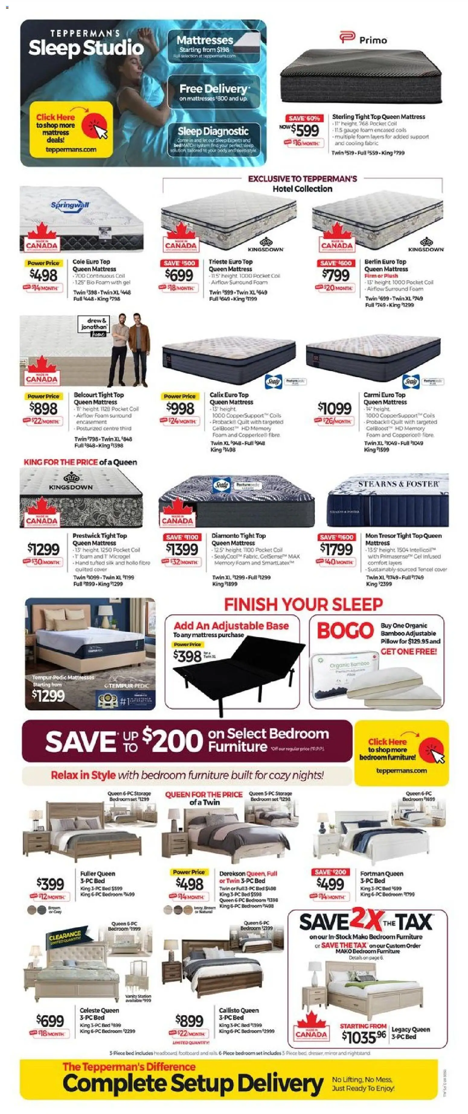 Tepperman's flyer valid from Aug 28, 2026 | Page: 5 | Products: Foam, Bed, Mattress, Pillow