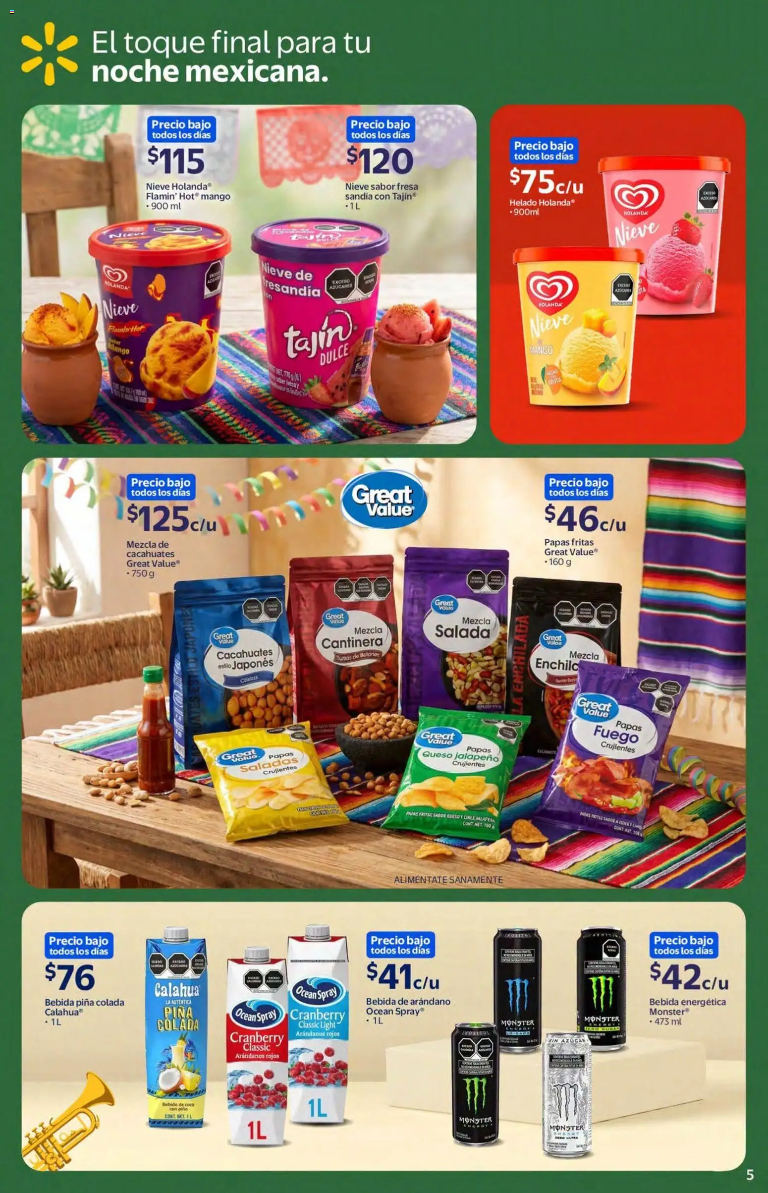 Nuevas ofertas de Walmart válidas en toda la República Mexicana desde el 02/09/2026. ¡Encuentra las mejores ofertas en Walmart folleto Celebra el orgullo mexicano con todo lo que nos une! | Página: 5 | Productos: Cacahuates, Coco, Bebida energética, Papas fritas