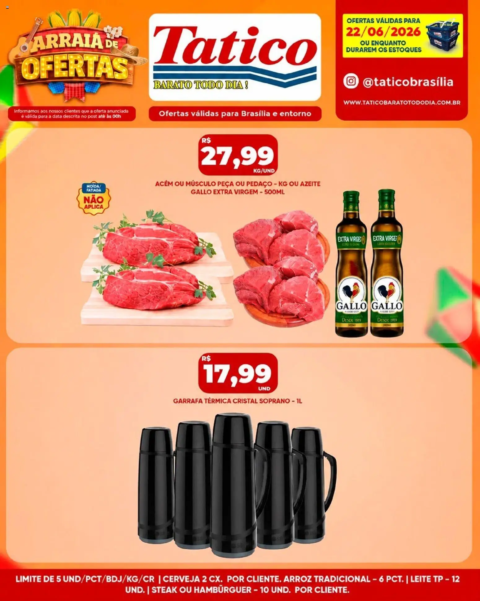 Tatico Folheto - válido de 23/06/2026 | Página: 31 | Produtos: Acém, Leite, Cerveja, Hambúrguer