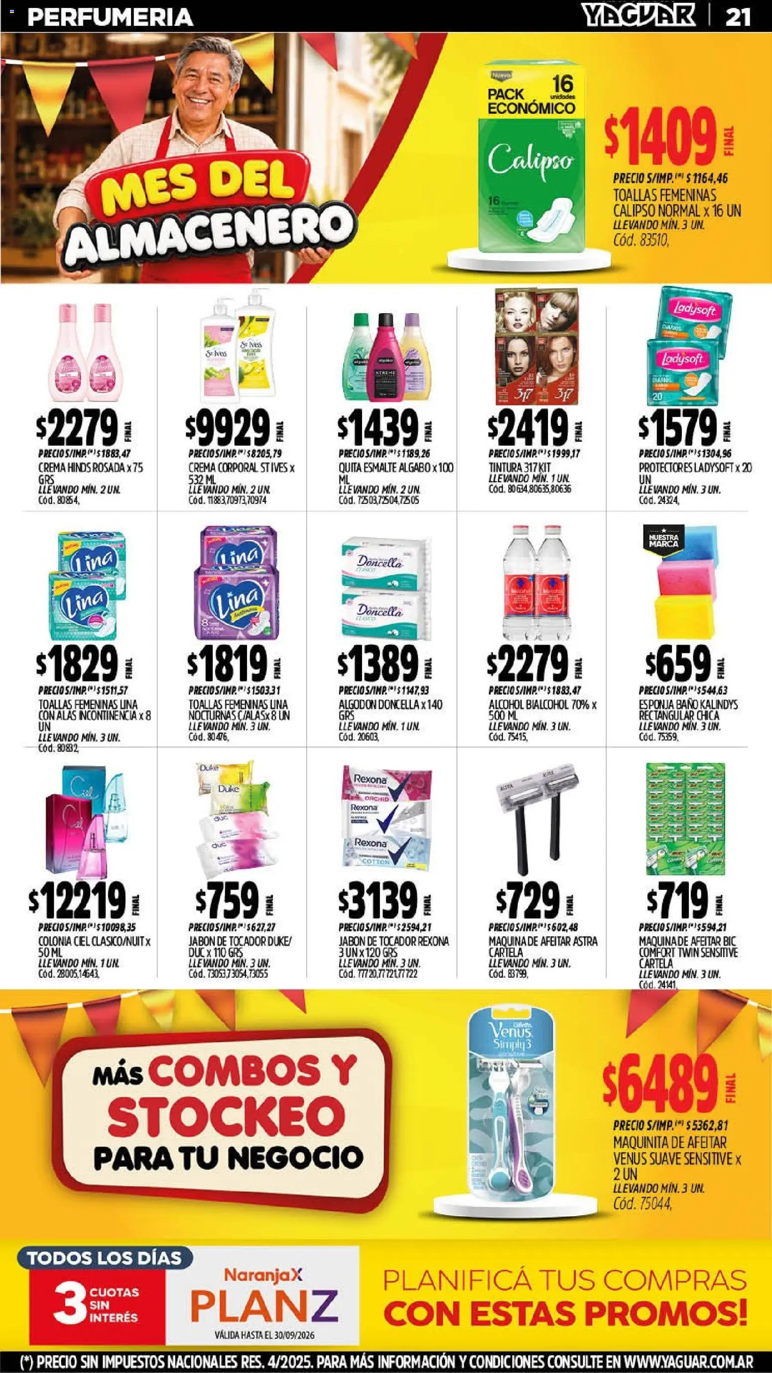Yaguar - Oferta Semanal Jujuy │ válido desde el 07/09/2026 | Página: 20 | Productos: Algodón, Tintura, Alcohol, Crema