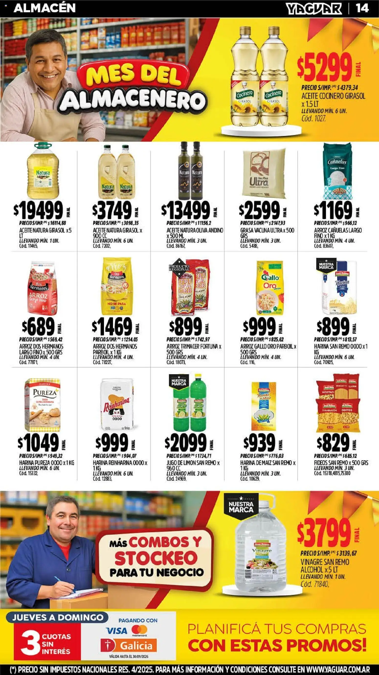 Yaguar - Oferta Semanal Santa Fé │ válido desde el 07/09/2026 | Página: 15 | Productos: Aceite, Vinagre, Limón, Fideos