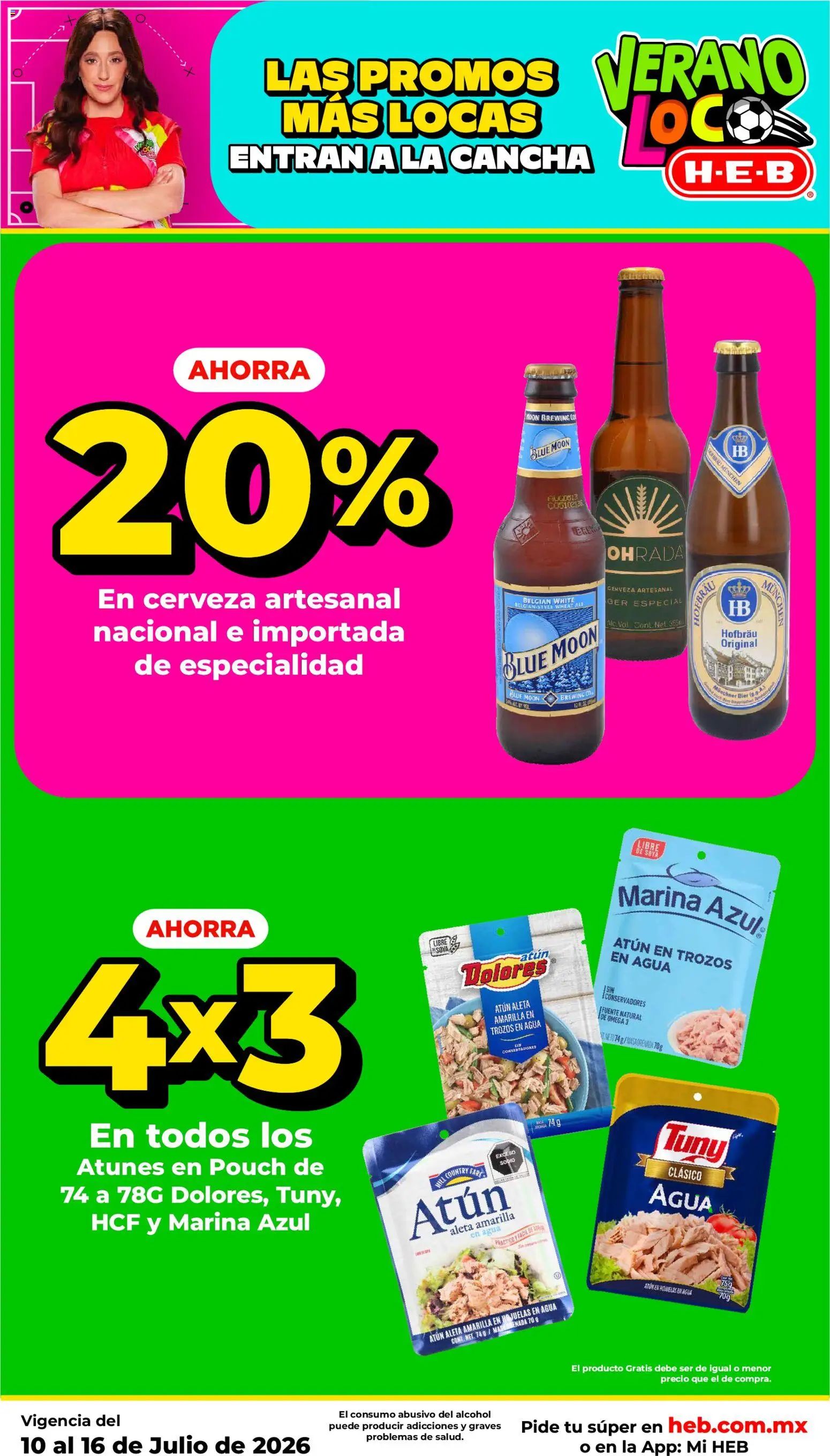 Nuevas ofertas de H-E-B válidas en toda la República Mexicana desde el 10/07/2026. ¡Encuentra las mejores ofertas en H-E-B folleto! | Página: 4 | Productos: Fuente, Atún, Cerveza, Hojuelas