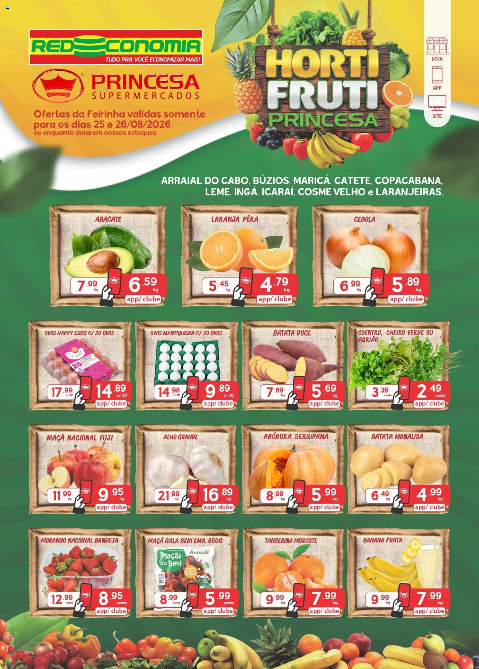 Princesa Folheto - válido de 25/08/2026 | Página: 1 | Produtos: Pera, Abóbora, Agrião, Bandeja