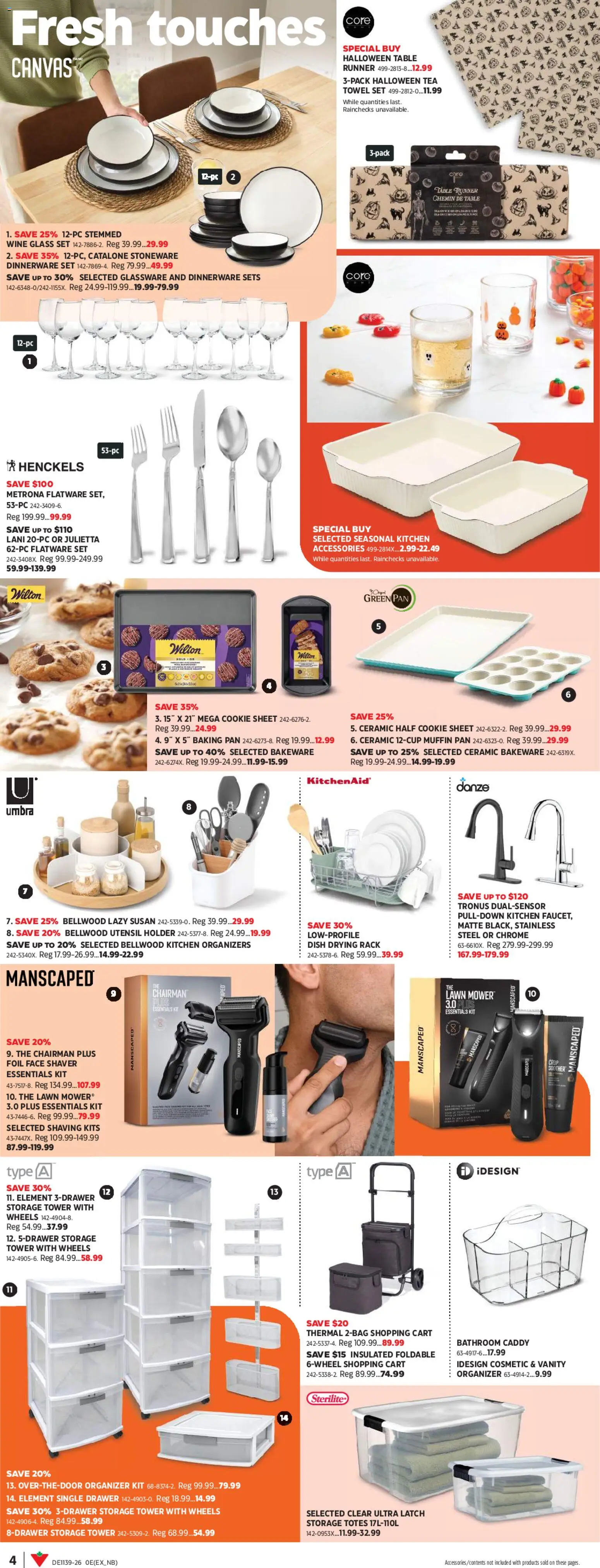 Canadian Tire flyer valid from Sep 24, 2026 | Page: 4 | Products: Tea, Drying rack, Wine, Foil