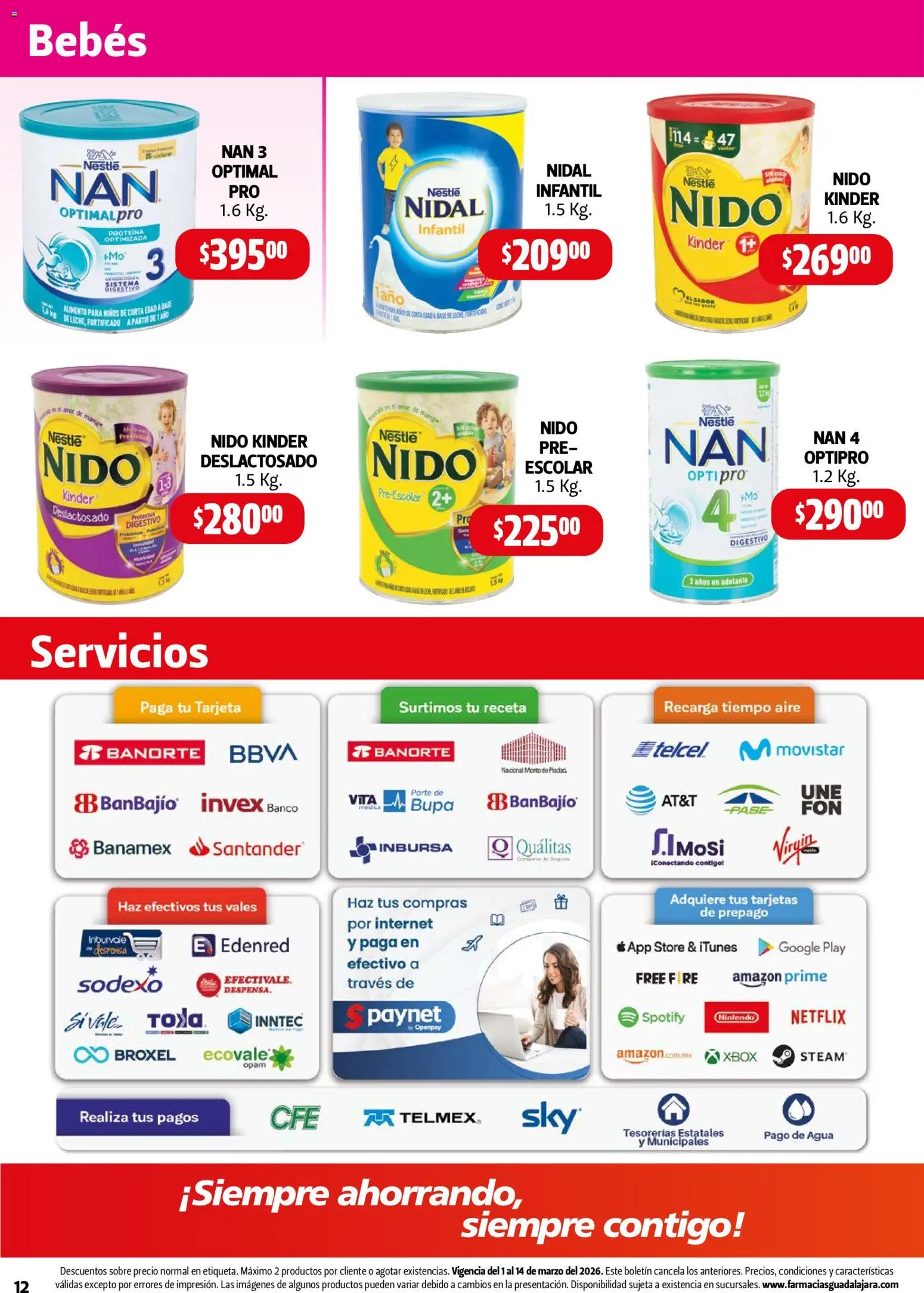 Nuevas ofertas de Farmacia Guadalajara válidas en toda la República Mexicana desde el 01/03/2026. ¡Encuentra las mejores ofertas en Farmacia Guadalajara catálogo! | Página: 12 | Productos: Agua, Banco, Sobre, Xbox