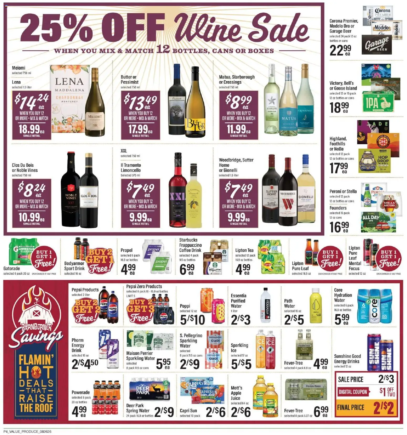 Lowes Foods Weekly Ad - valid from 08/26/2026 | Page: 5 | Products: Spring water, Butter, Wine, Sugar