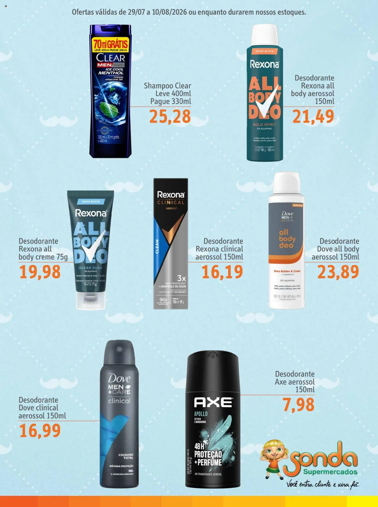 Sonda Folheto - válido de 29/07/2026 | Página: 3 | Produtos: Perfume, Rexona, Dove, Body
