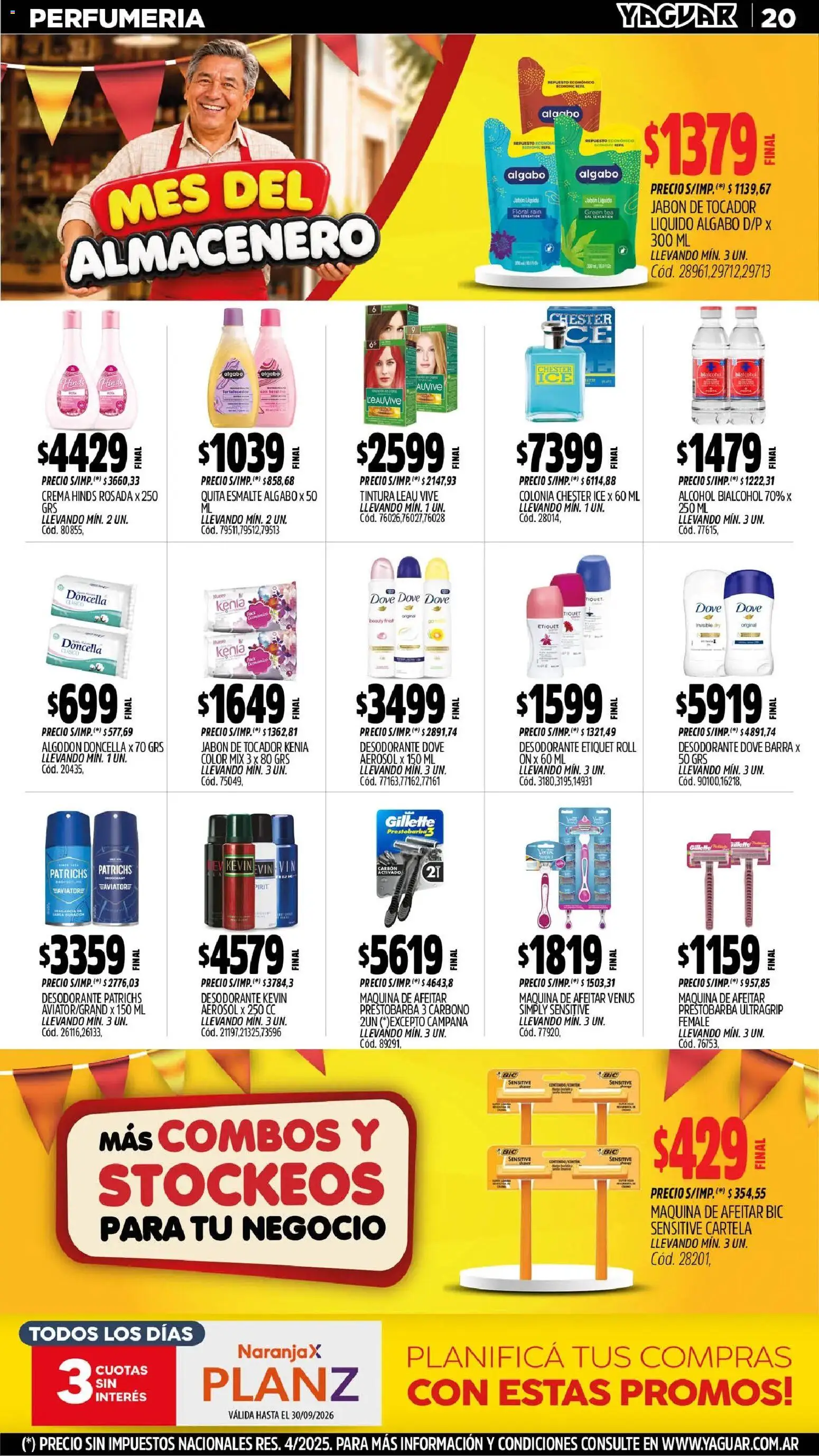 Yaguar - Oferta Semanal Chaco │ válido desde el 31/08/2026 | Página: 20 | Productos: Maquina de afeitar, Campana, Desodorante, Alcohol