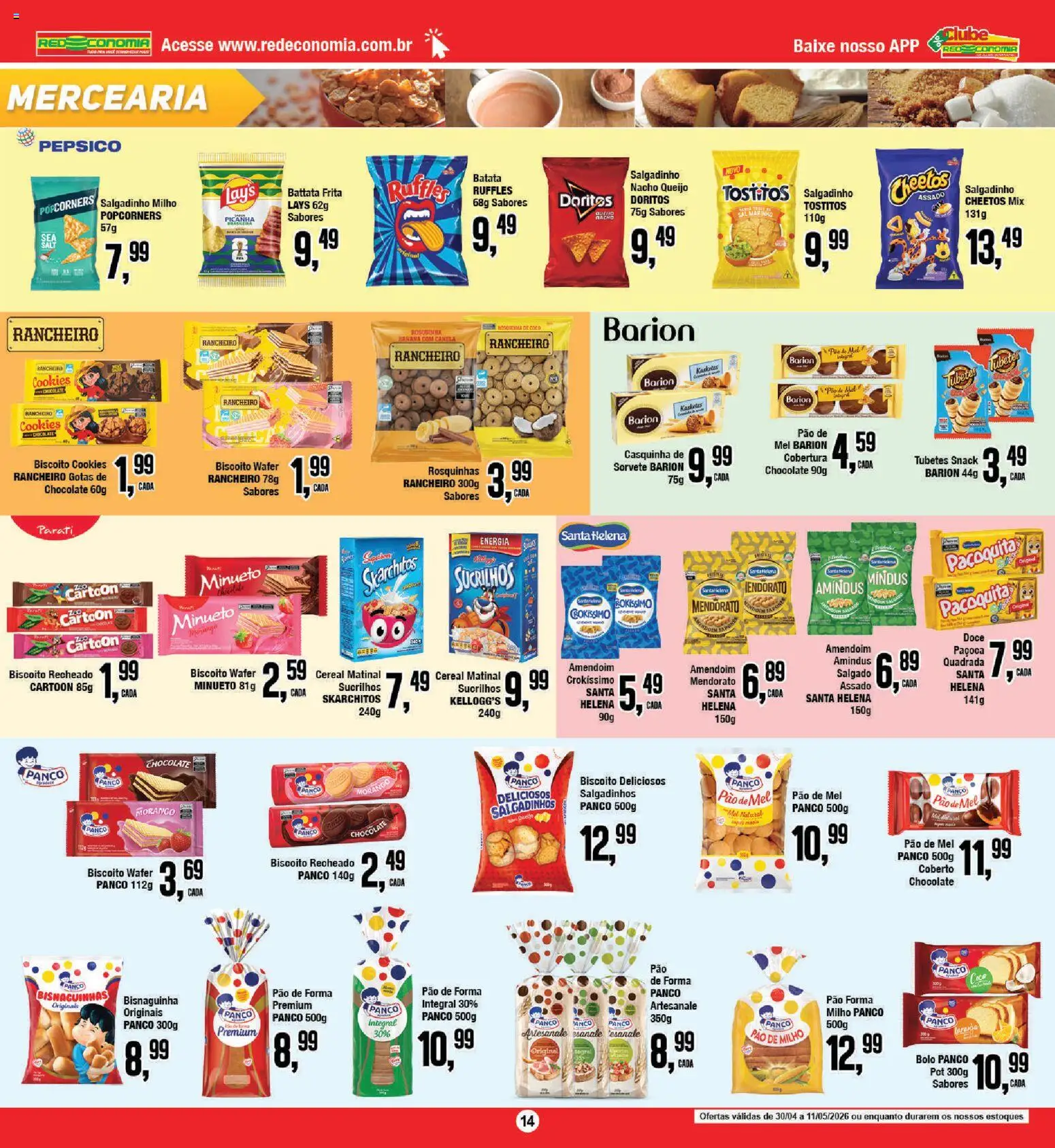 RedEconomia Folheto - válido de 11.05.2026 | Página: 14 | Produtos: Mel, Salgadinhos, Sal, Cookies