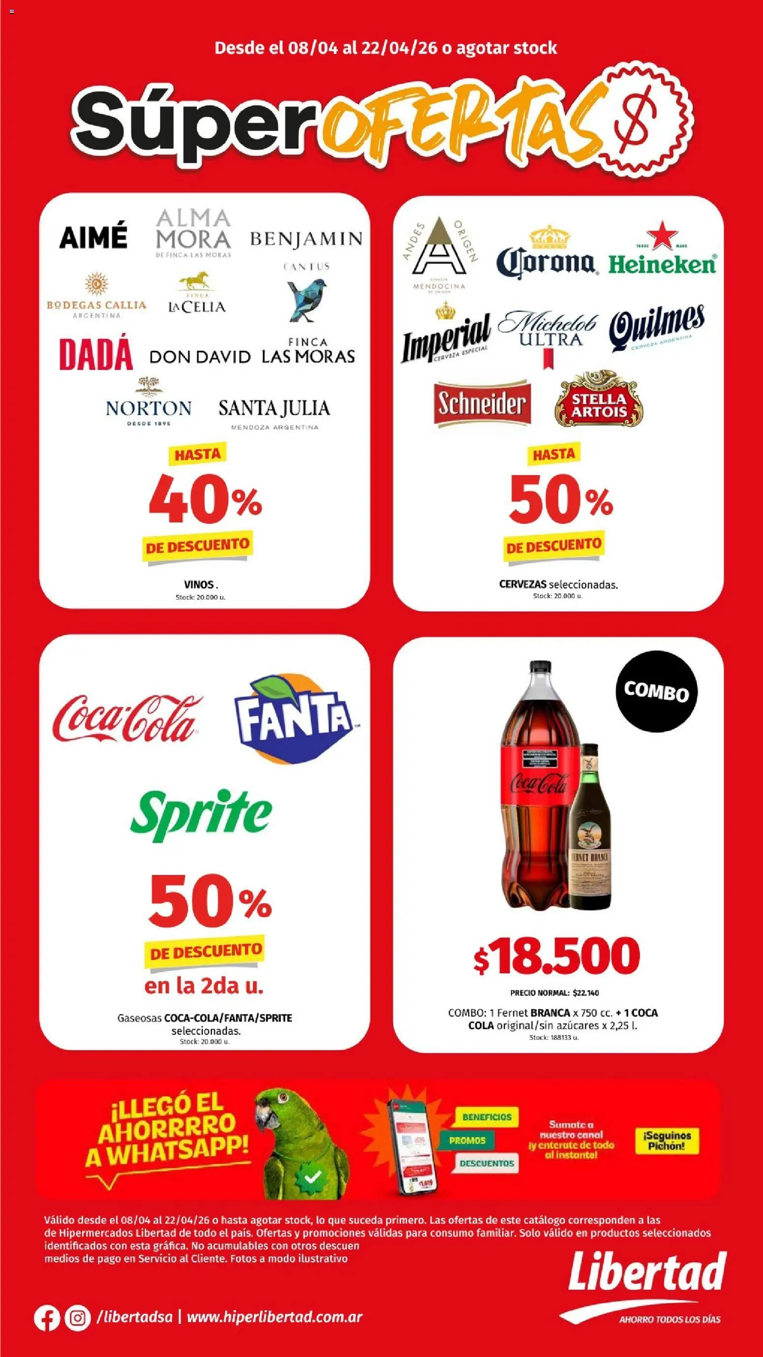 Hipermercado Libertad - Super ofertas- semana  │ válido desde el 08.04.2026 | Página: 1 | Productos: Fernet, Cerveza