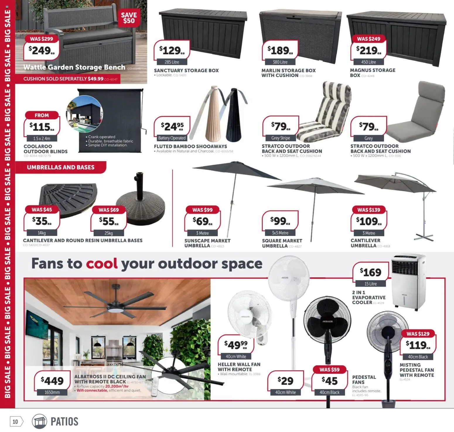 Stratco catalogue - valid from 06.03.2026 | Page: 10 | Products: Box, Battery, Umbrella, Bench