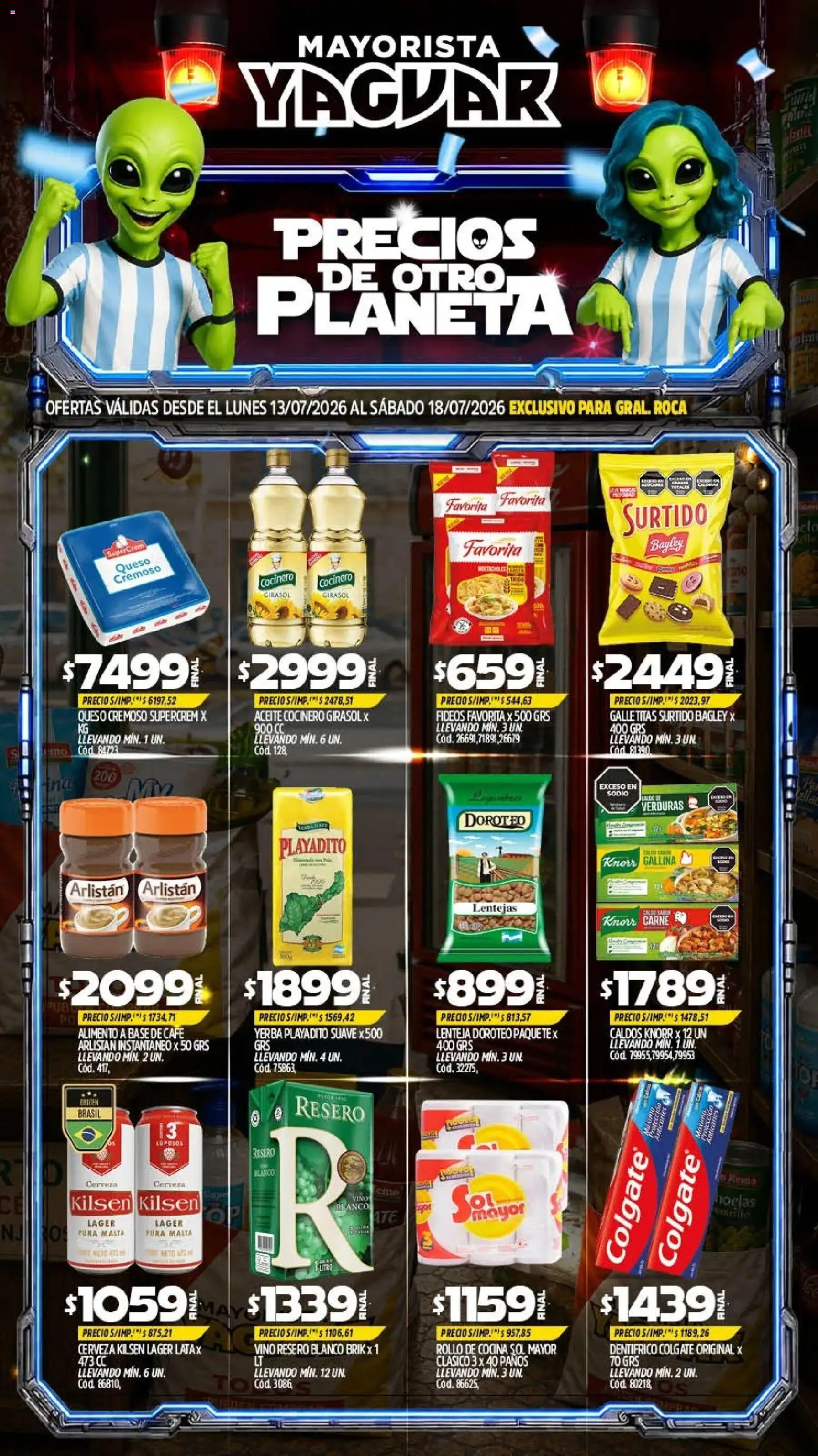 Yaguar - Oferta Semanal General Roca │ válido desde el 13/07/2026 | Página: 1 | Productos: Cocina, Galletitas, Lentejas, Café