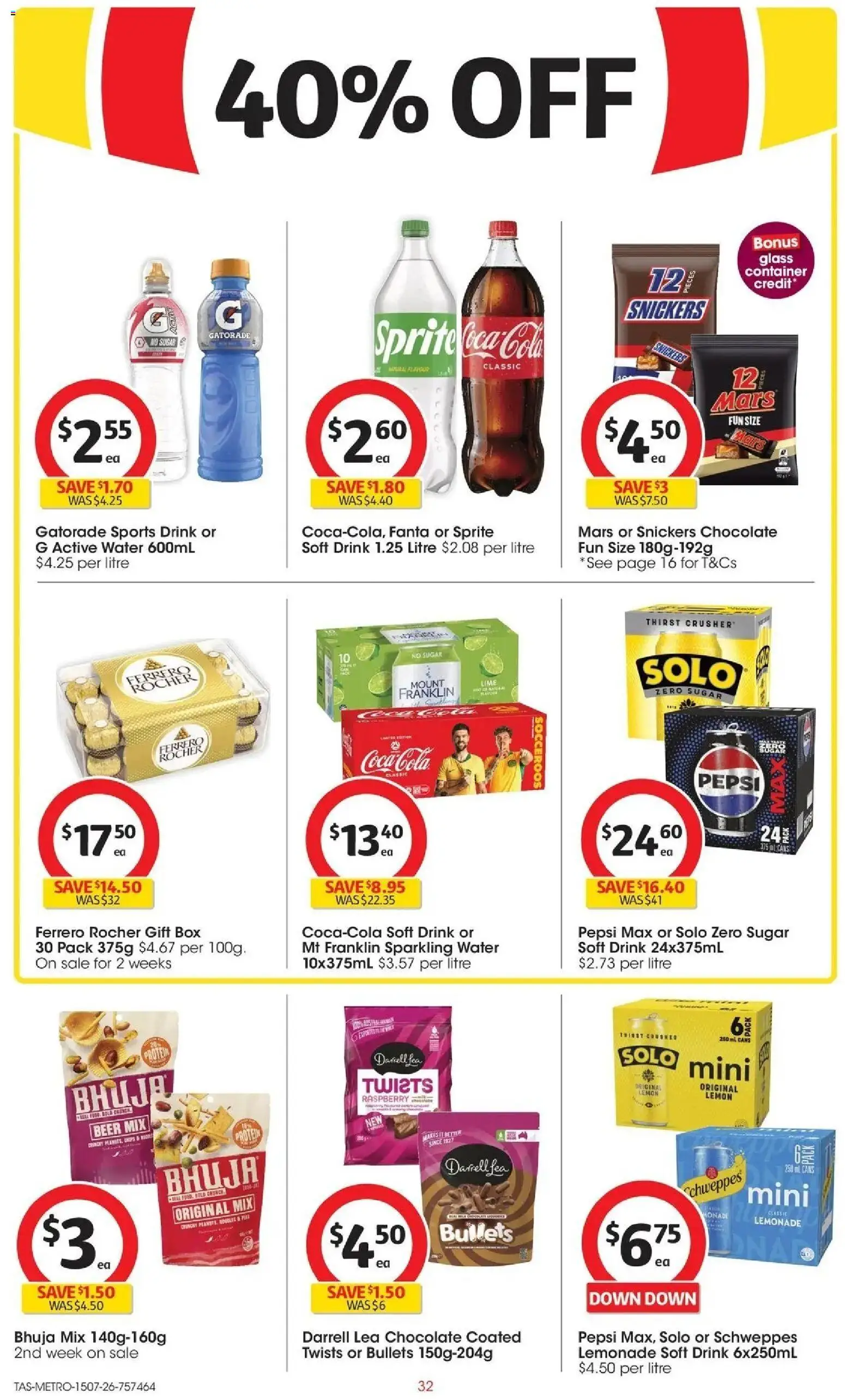 Coles catalogue - valid from 15/07/2026 | Page: 32 | Products: Chocolate, Noodles, Lime, Pepsi Max