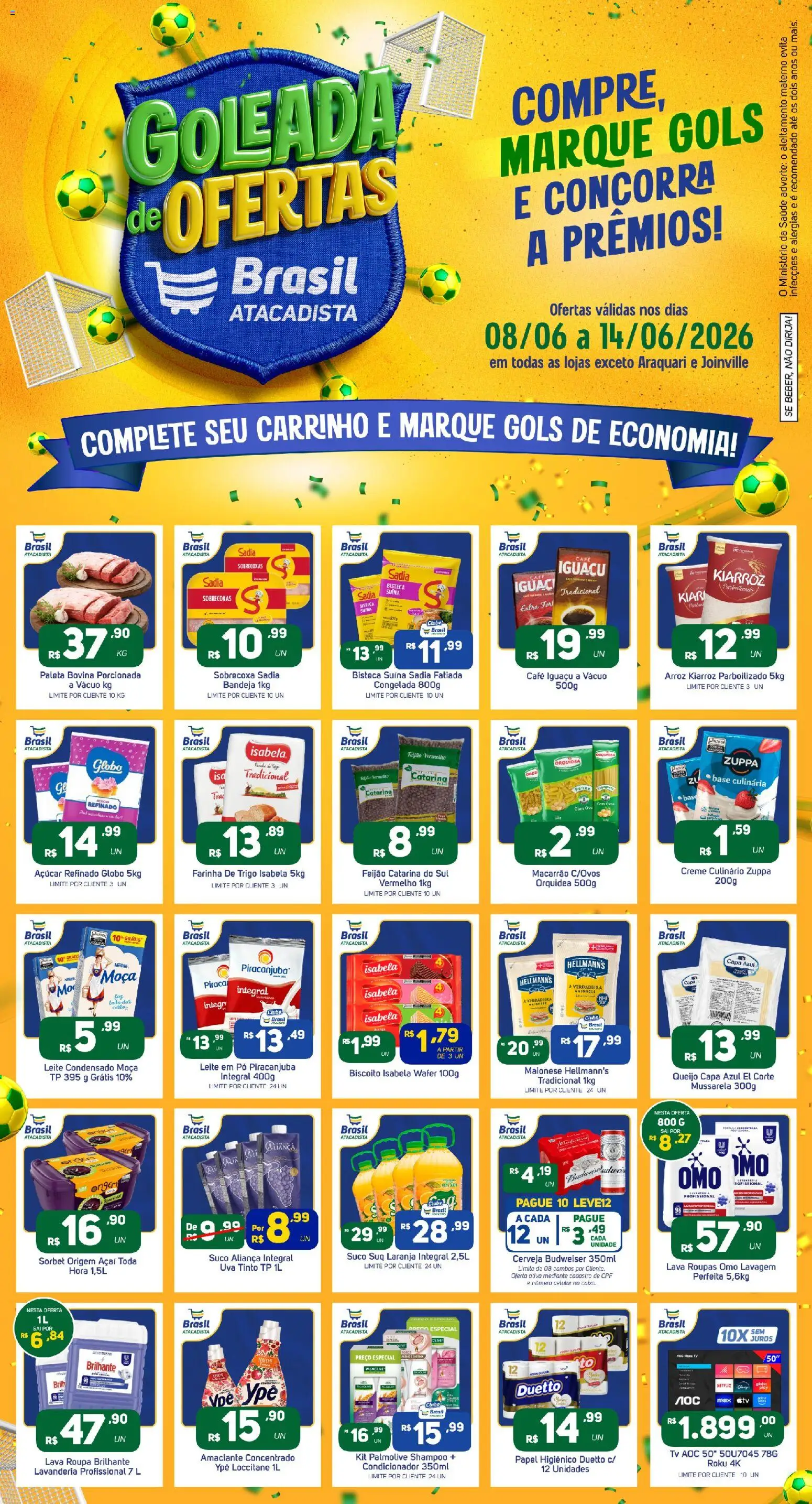 Brasil Atacadista Folheto - válido de 08.06.2026 | Página: 1 | Produtos: Biscoito, Arroz, Macarrão, Leite condensado