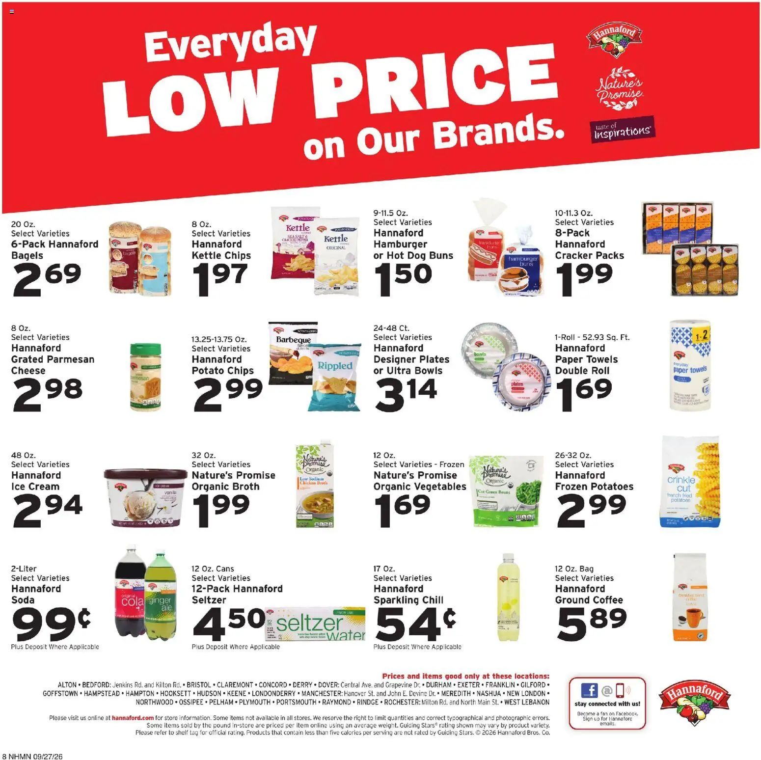 Hannaford Weekly Flyer - valid from 09/27/2026 | Page: 8 | Products: Organic vegetables, Ginger, Ice cream, Pepper