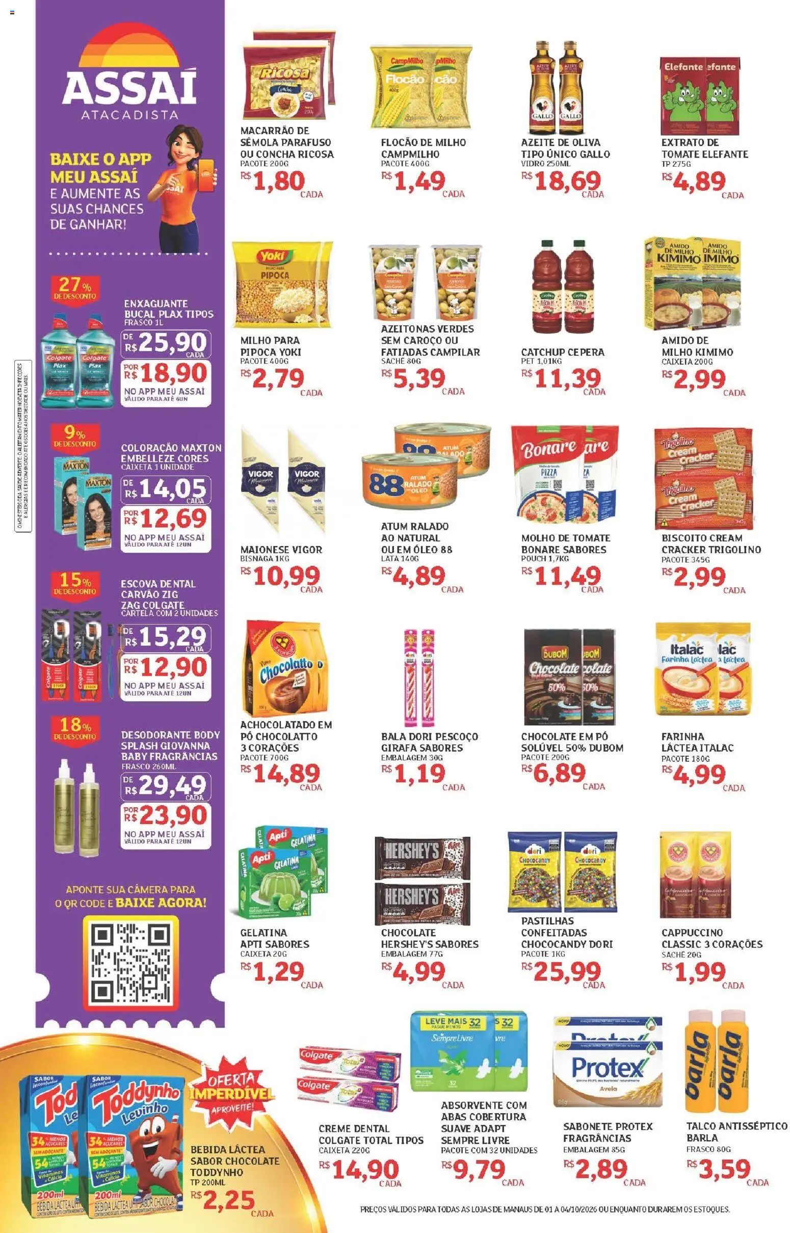 Assaí Atacadista Folheto - válido de 01/10/2026 | Página: 2 | Produtos: Achocolatado, Sabonete, Milho, Absorvente