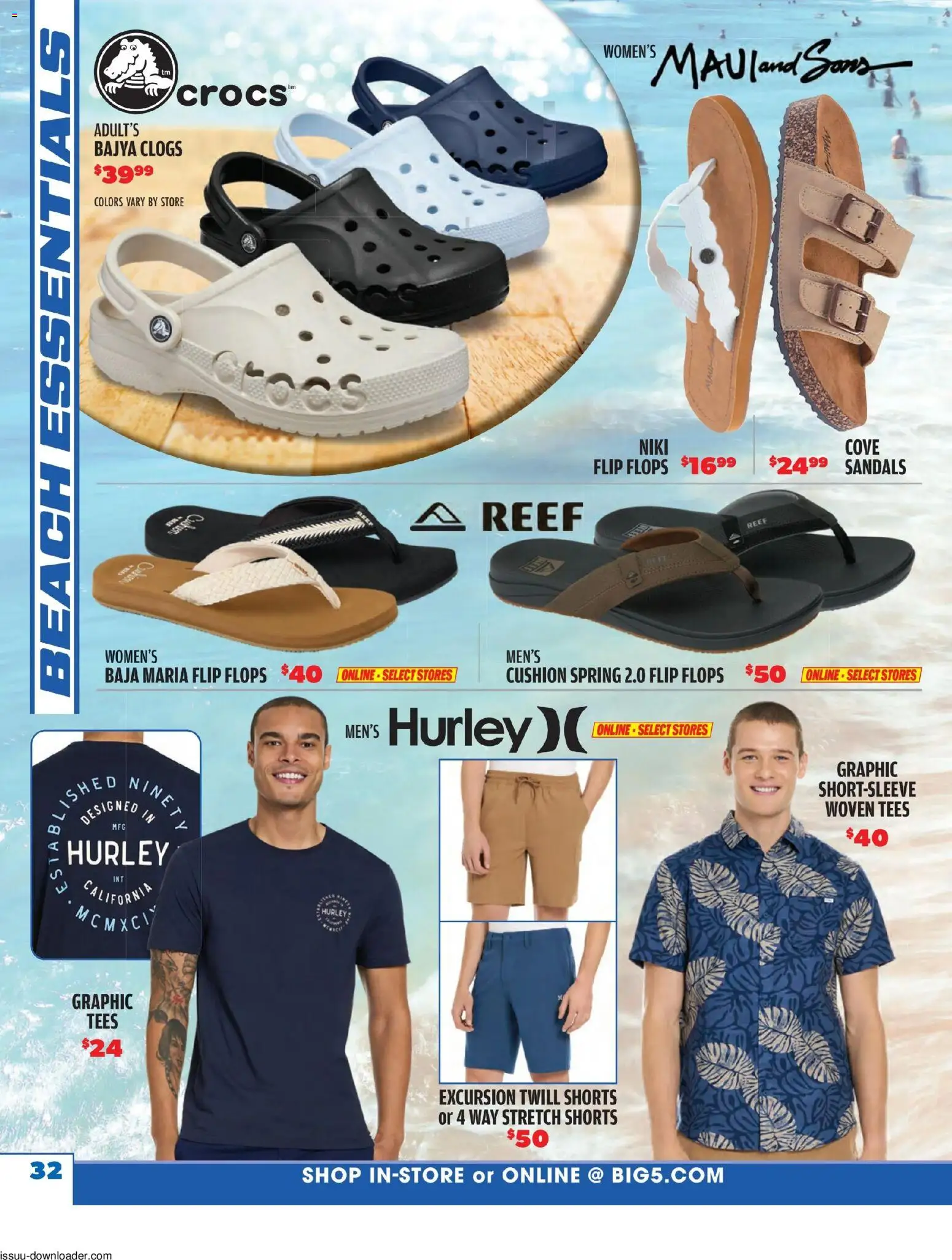 Big 5 Sporting Goods Summer Catalog - valid from 05/26/2026 | Page: 32 | Products: Shorts, Cushion, Sandals, Flops