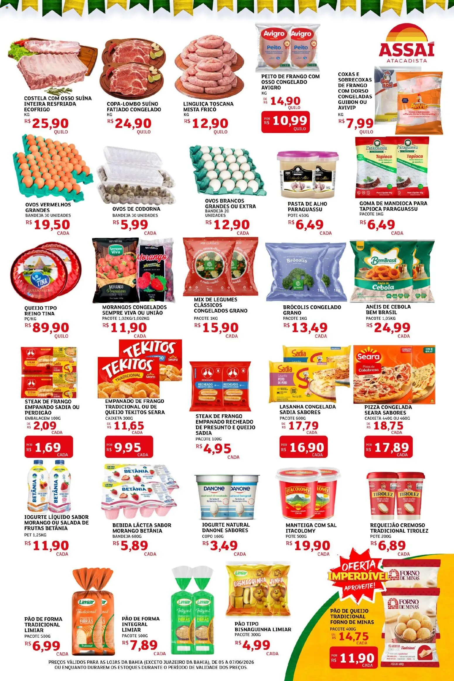 Assaí Atacadista Folheto - válido de 04.06.2026 | Página: 3 | Produtos: Alho, Pão de forma, Bandeja, Pão de queijo