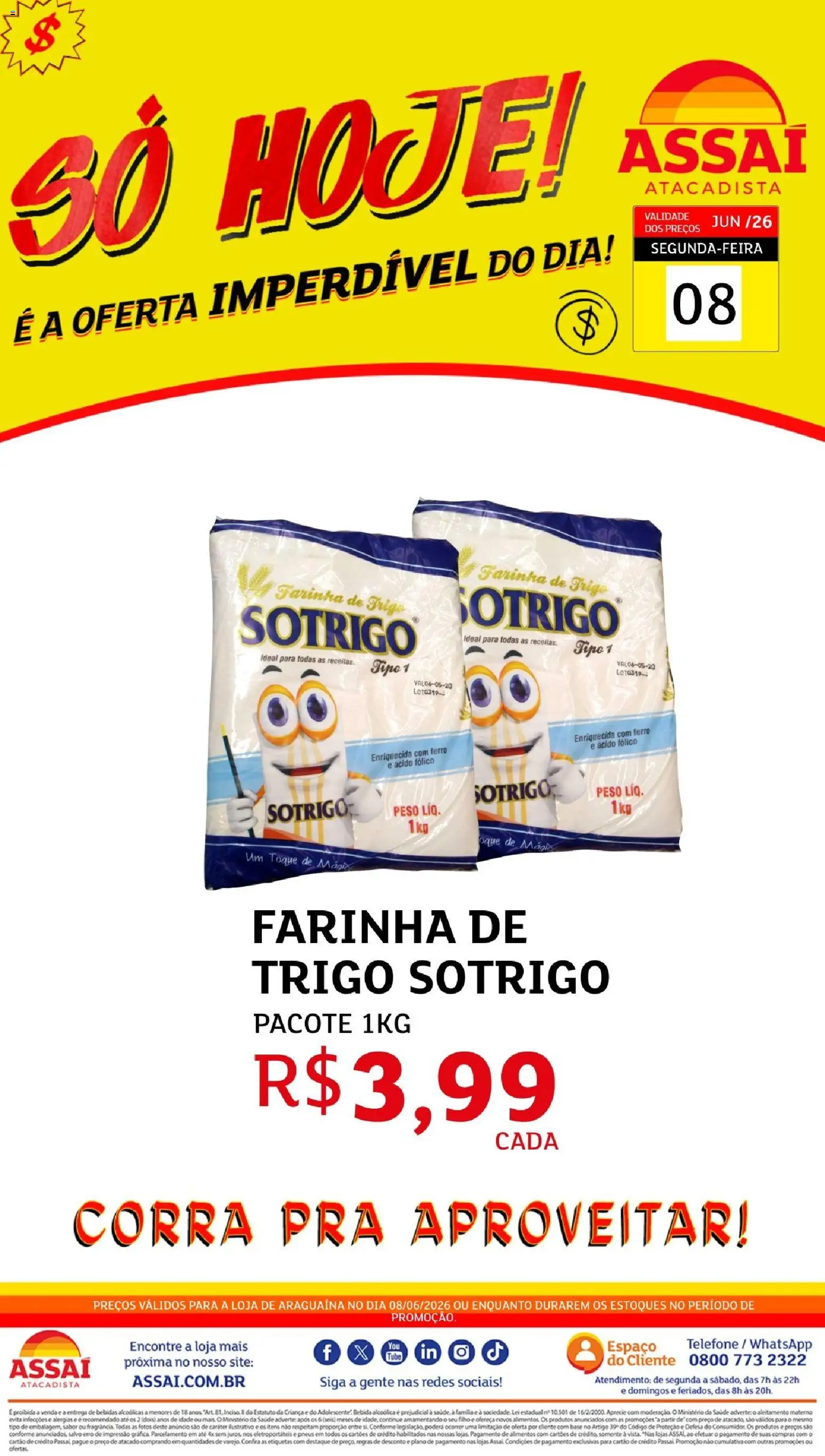 Assaí Atacadista Folheto - válido de 08.06.2026 | Página: 1 | Produtos: Ferro, Base, Bebida, Telefone