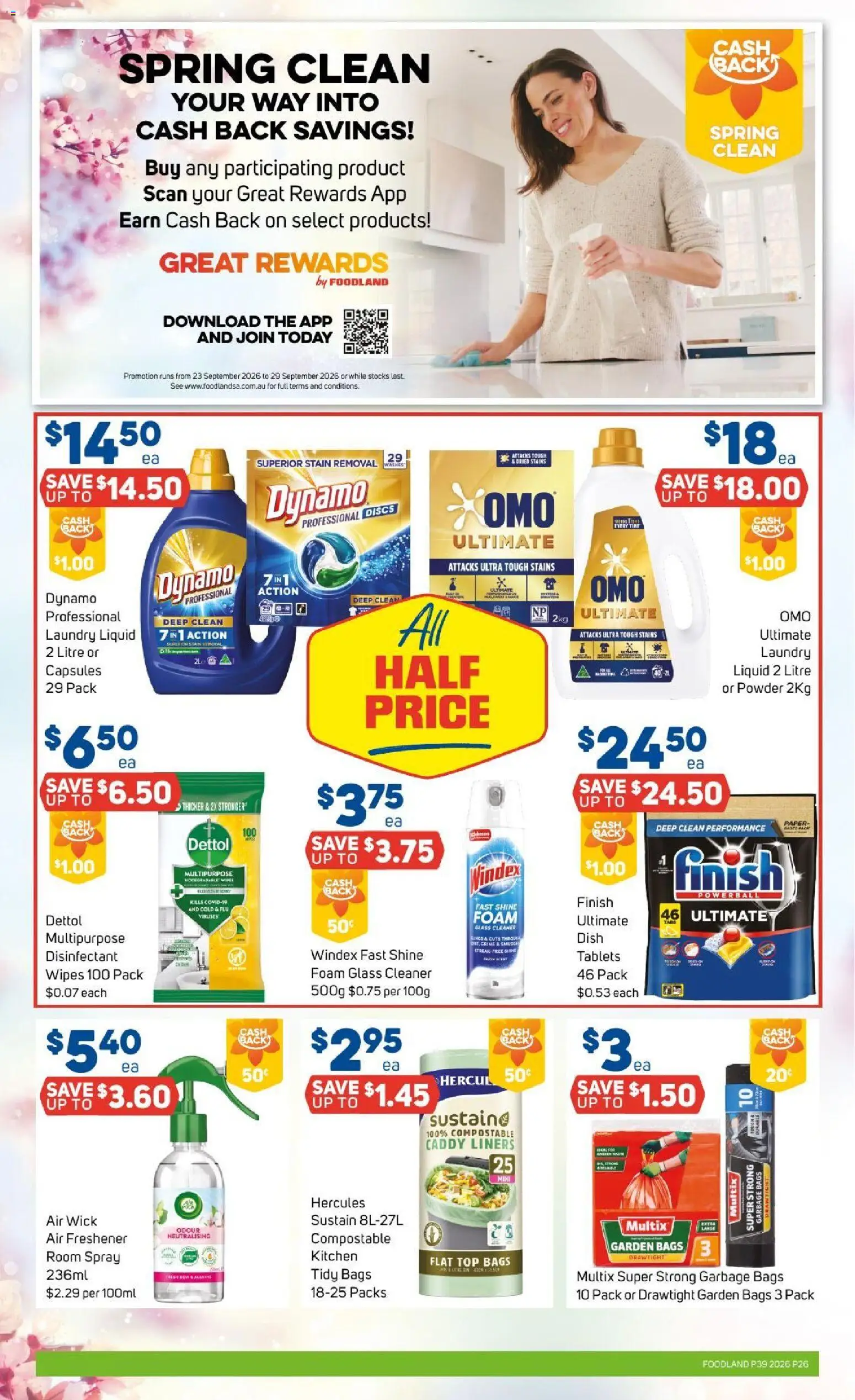 Foodland catalogue - valid from 23/09/2026 | Page: 26 | Products: Powder, Cleaner, Garbage bags, Foam