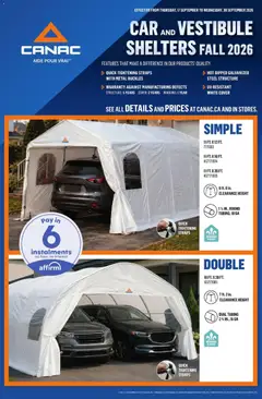 Preview of Canac flyer - Car and vestibule from shop Canac valid from Sep 17, 2026