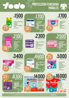Vista previa Supermercados TODO catálogo válido desde el 22/09/2026 | Página: 20 | Productos: Toallas, Diarios, Pan, Protectores diarios
