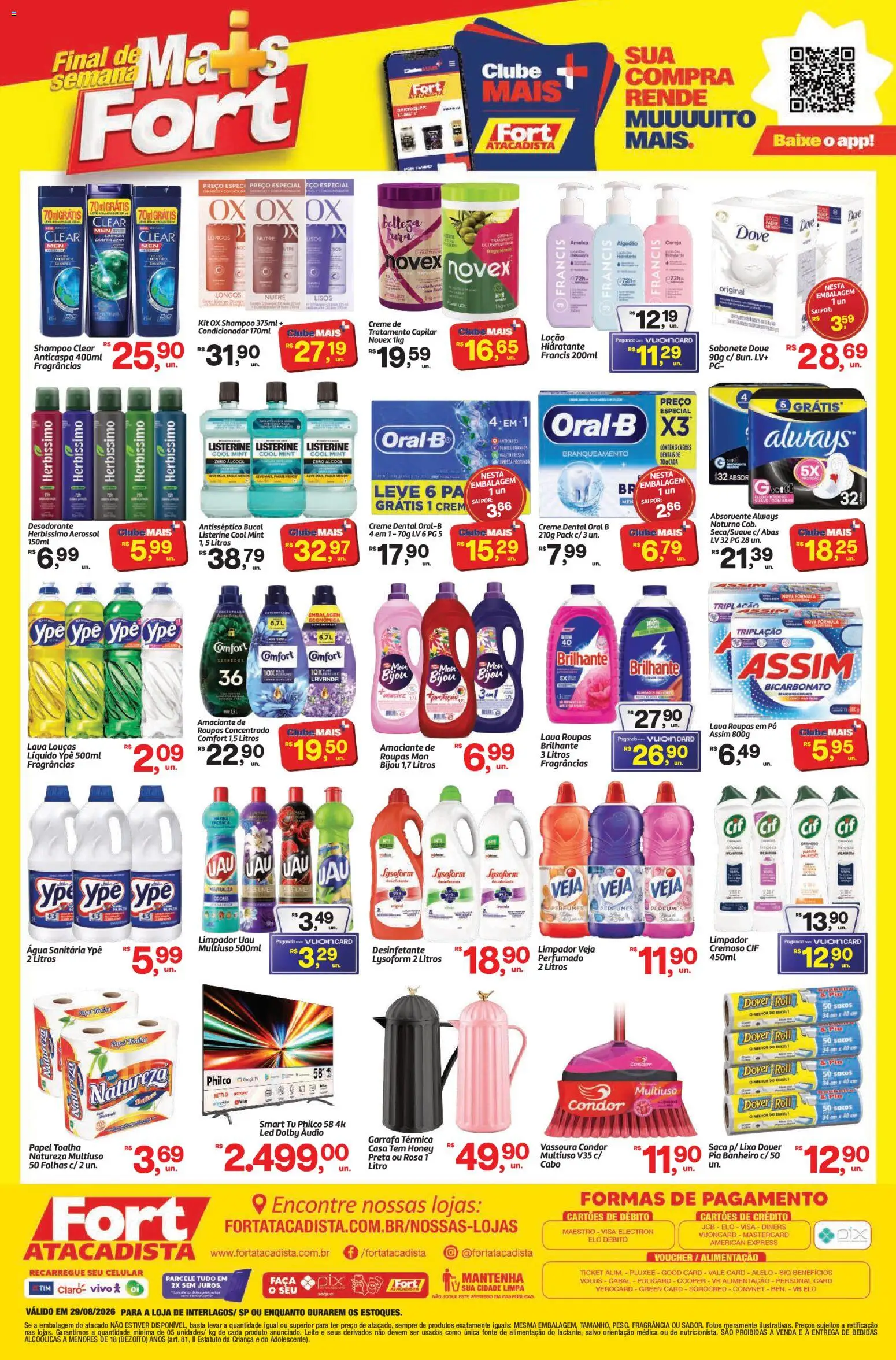 Fort Atacadista Folheto - válido de 29/08/2026 | Página: 4 | Produtos: Álcool, Leite, Algodão, Amaciante