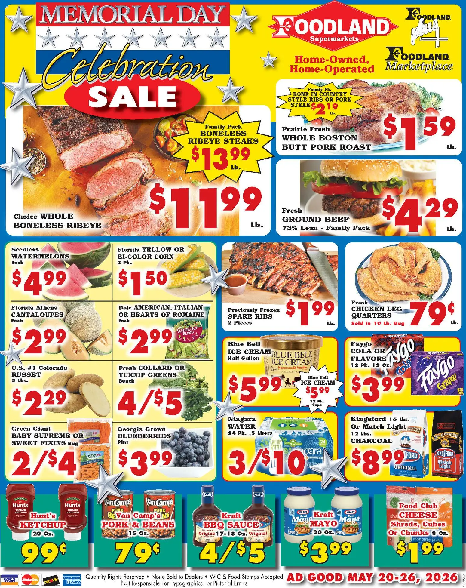 Foodland Weekly Ad - Supermarkets - valid from 20.05.2026 | Page: 1 | Products: Cantaloupes, Cheese, Ketchup, Ice cream