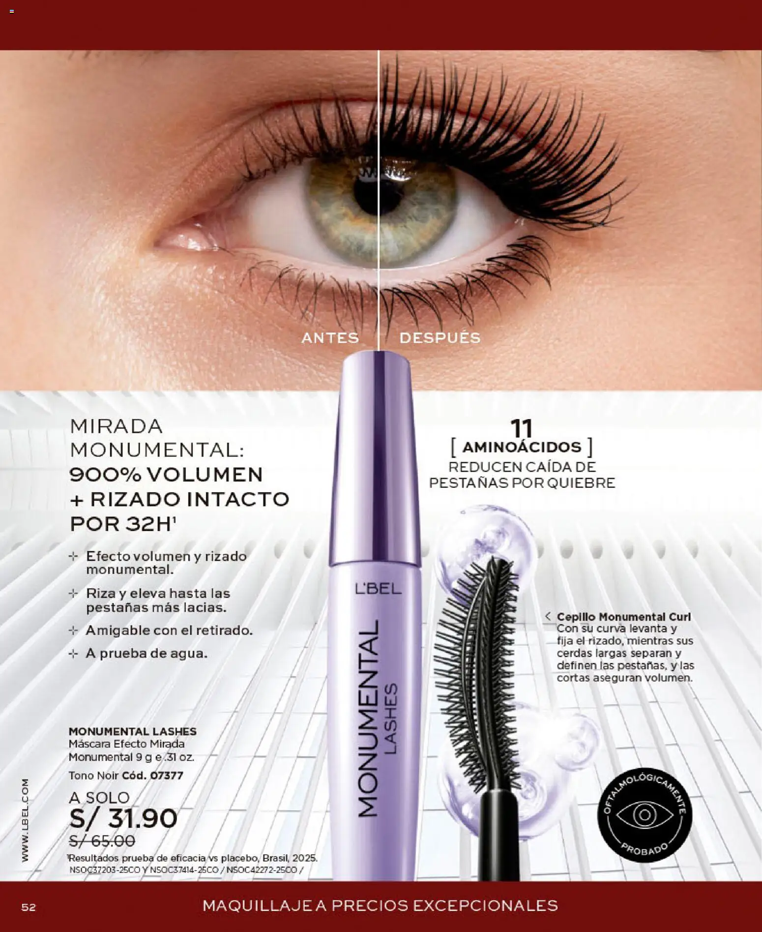 Catálogo L'Bel válido desde 09/09/2026 | Página: 52 | Productos: Máscara, Maquillaje