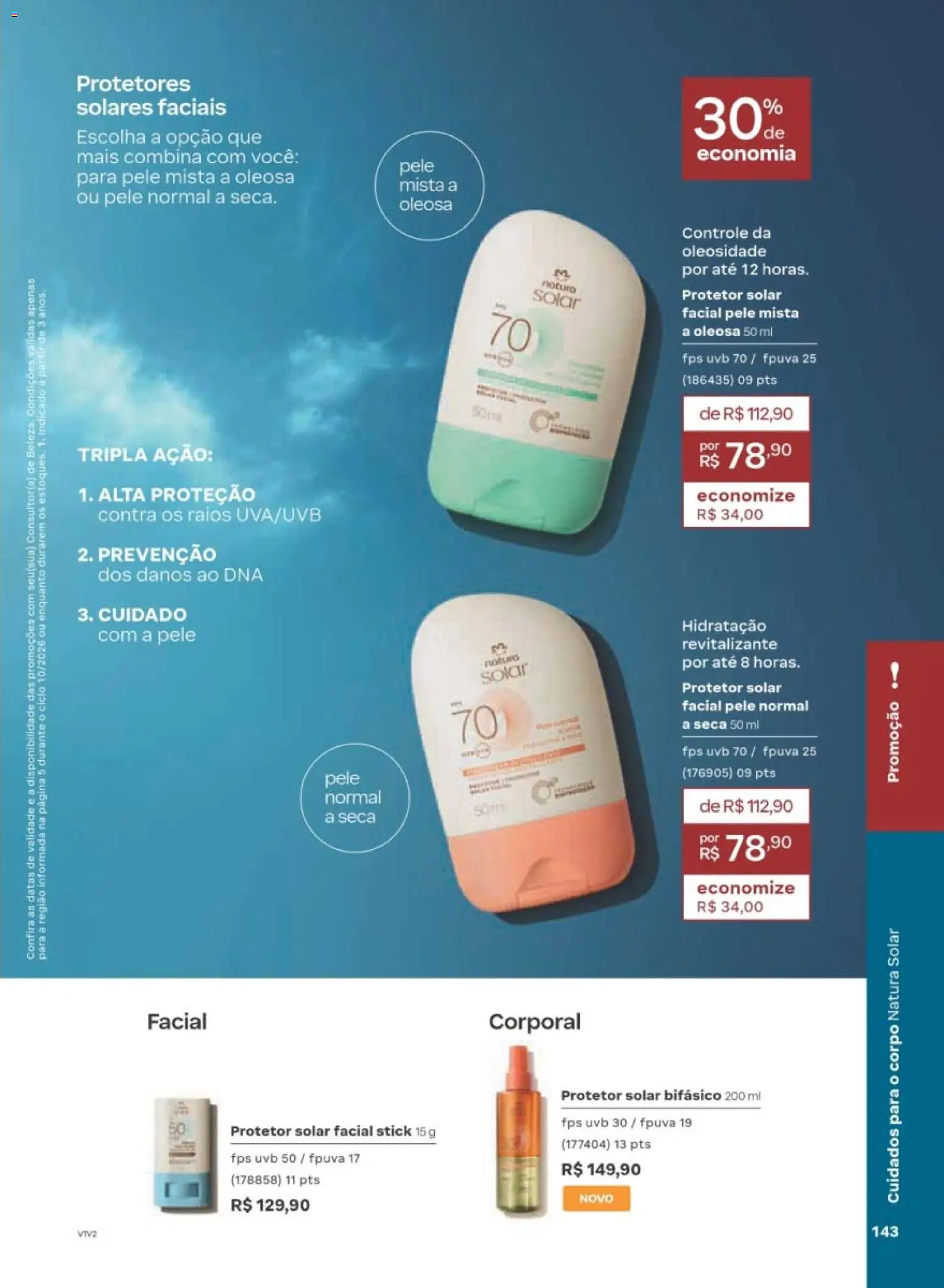 Natura Folheto - válido de 22/06/2026 | Página: 143 | Produtos: Protetor solar, Protetor solar facial
