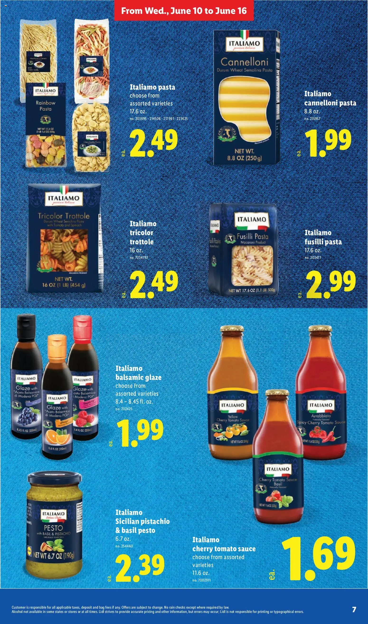 Lidl Weekly Ad - valid from 10.06.2026 | Page: 7 | Products: Spinach, Pasta, Sauce, Bag