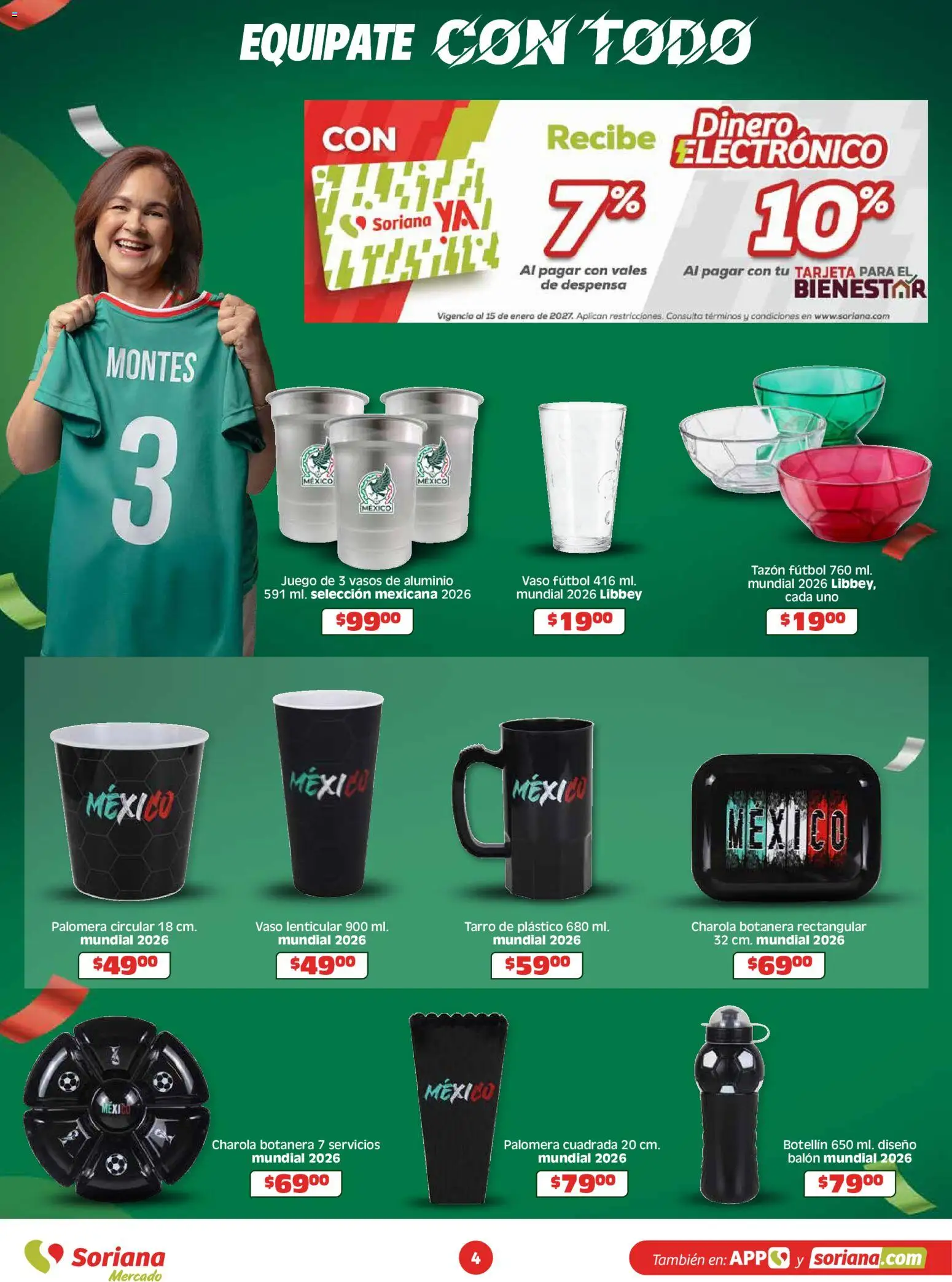 Nuevas ofertas de Soriana válidas en toda la República Mexicana desde el 14.05.2026. ¡Encuentra las mejores ofertas en Soriana En México apoyamos con todo Mercado Nacional! | Página: 4 | Productos: Juego, Despensa, Vasos
