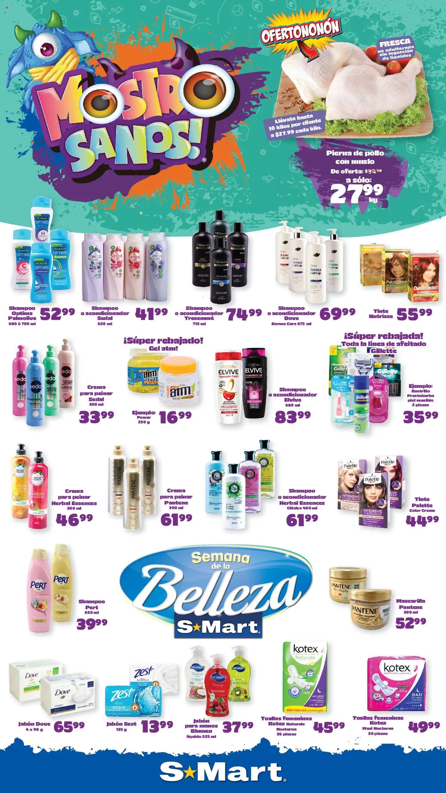 Nuevas ofertas de S-Mart válidas en toda la República Mexicana desde el 14/08/2026. ¡Encuentra las mejores ofertas en S-Mart folleto Ofertas de feria Juárez! | Página: 1 | Productos: Pollo, Toallas, Acondicionador, Jabón