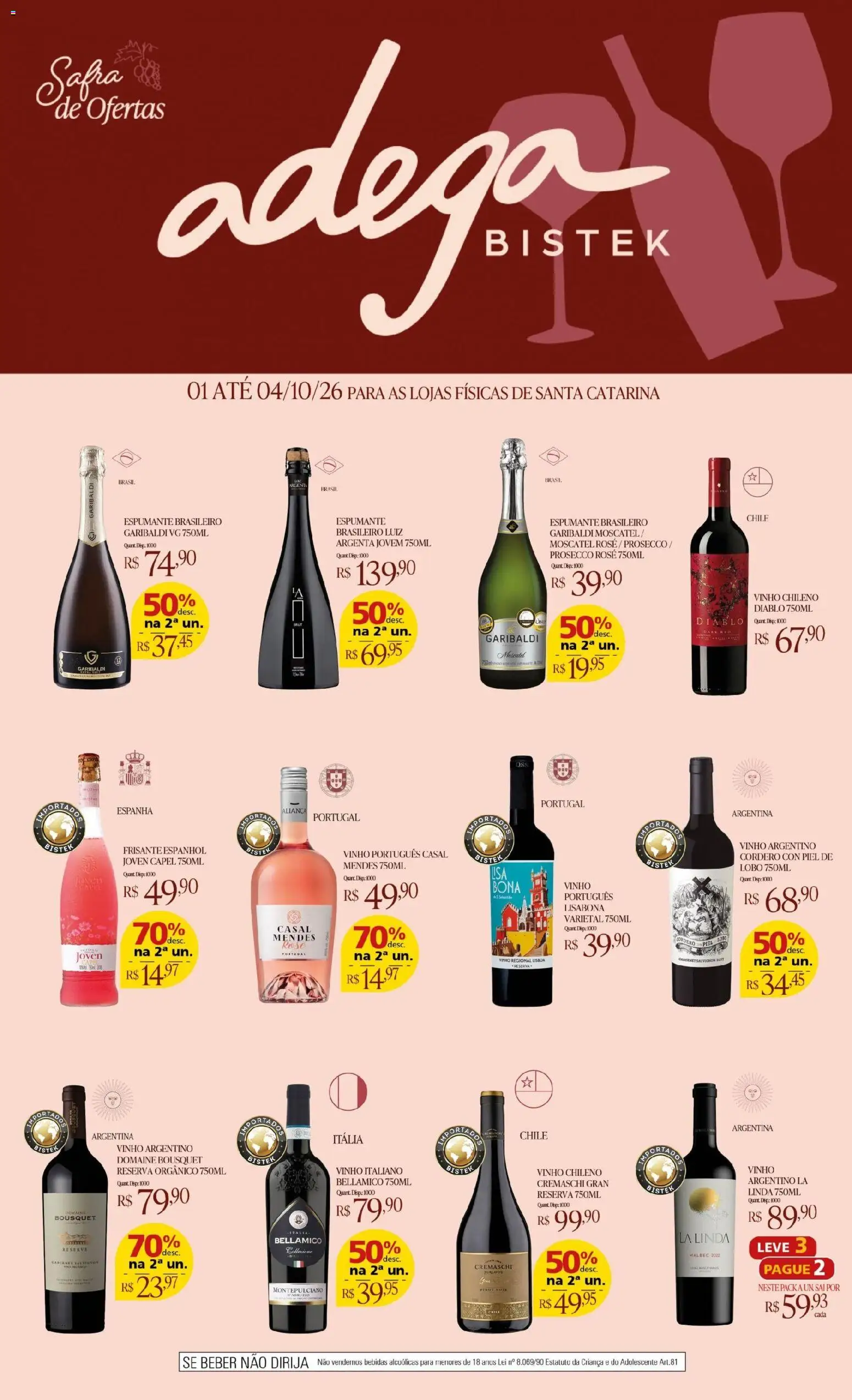 Bistek Supermercados Folheto - válido de 01/10/2026 | Página: 1 | Produtos: Espumante, Aliança, Bebidas, Vinho