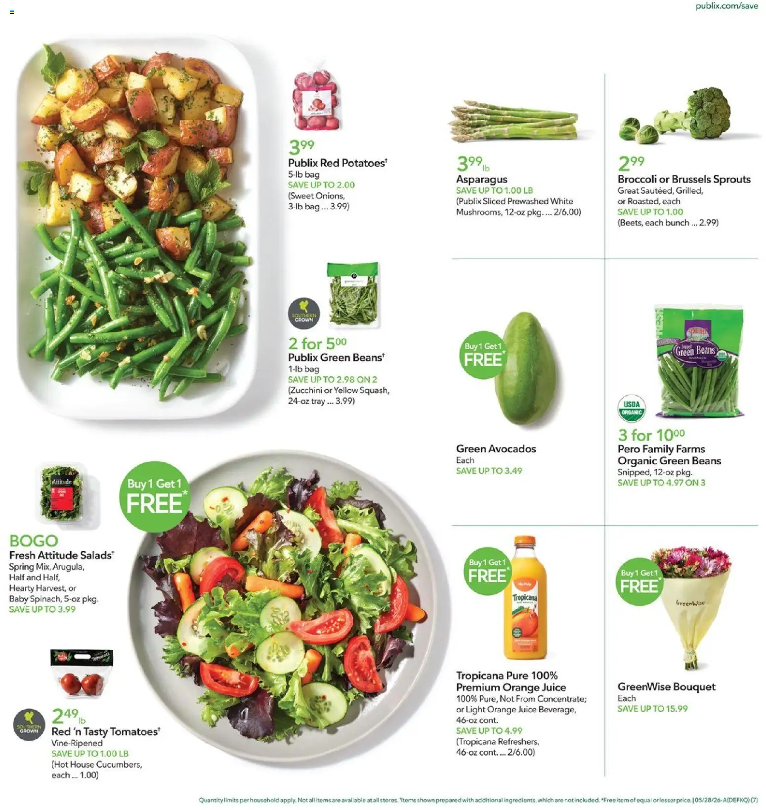 Publix Weekly Ad - valid from 27.05.2026 | Page: 7 | Products: Broccoli, Brussels Sprouts, Zucchini, Bag