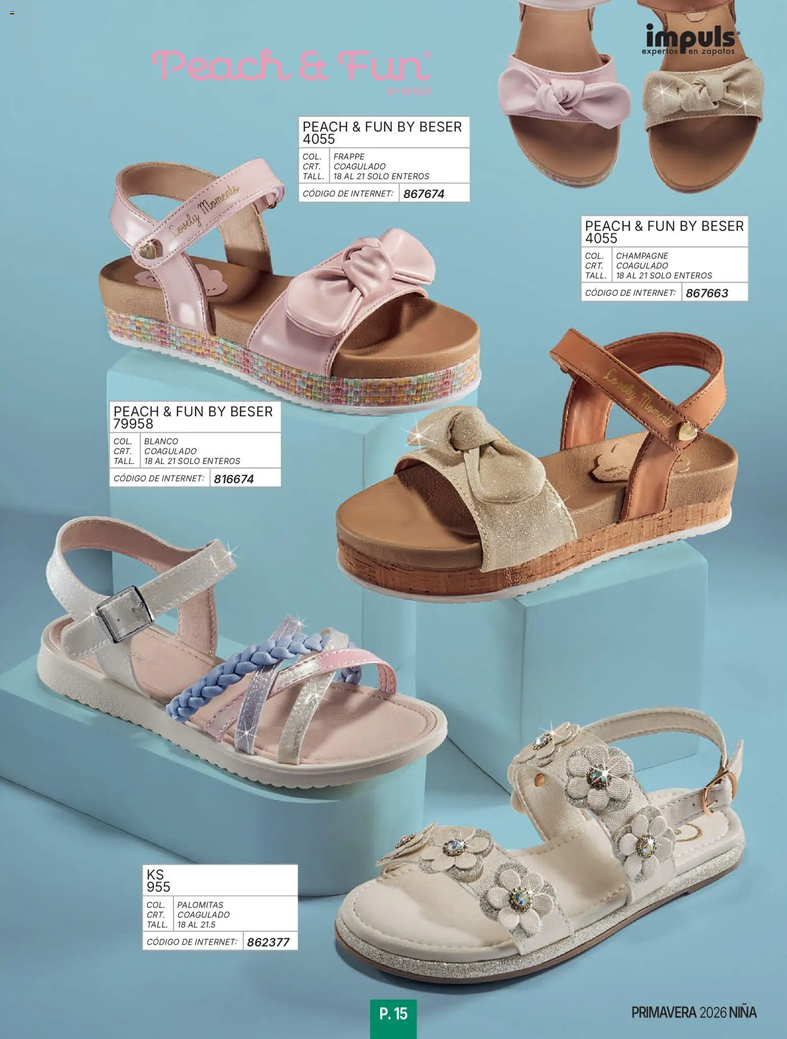 Nuevas ofertas de Impuls válidas en toda la República Mexicana desde el 01/01/2026. ¡Encuentra las mejores ofertas en Impuls catálogo Niña! | Página: 17 | Productos: Champagne, Zapatos