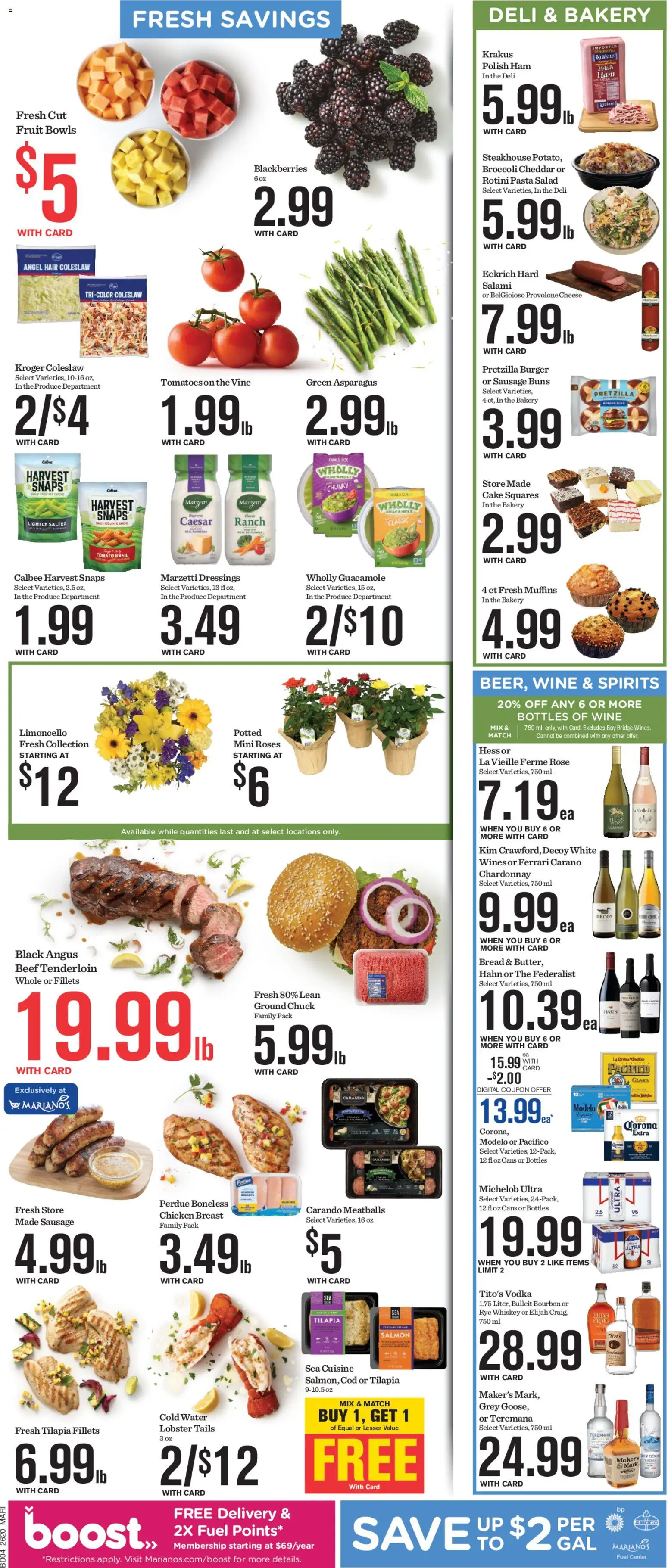 Mariano's Weekly Ad - valid from 17.06.2026 | Page: 10 | Products: Broccoli, Asparagus, Wine, Sausage