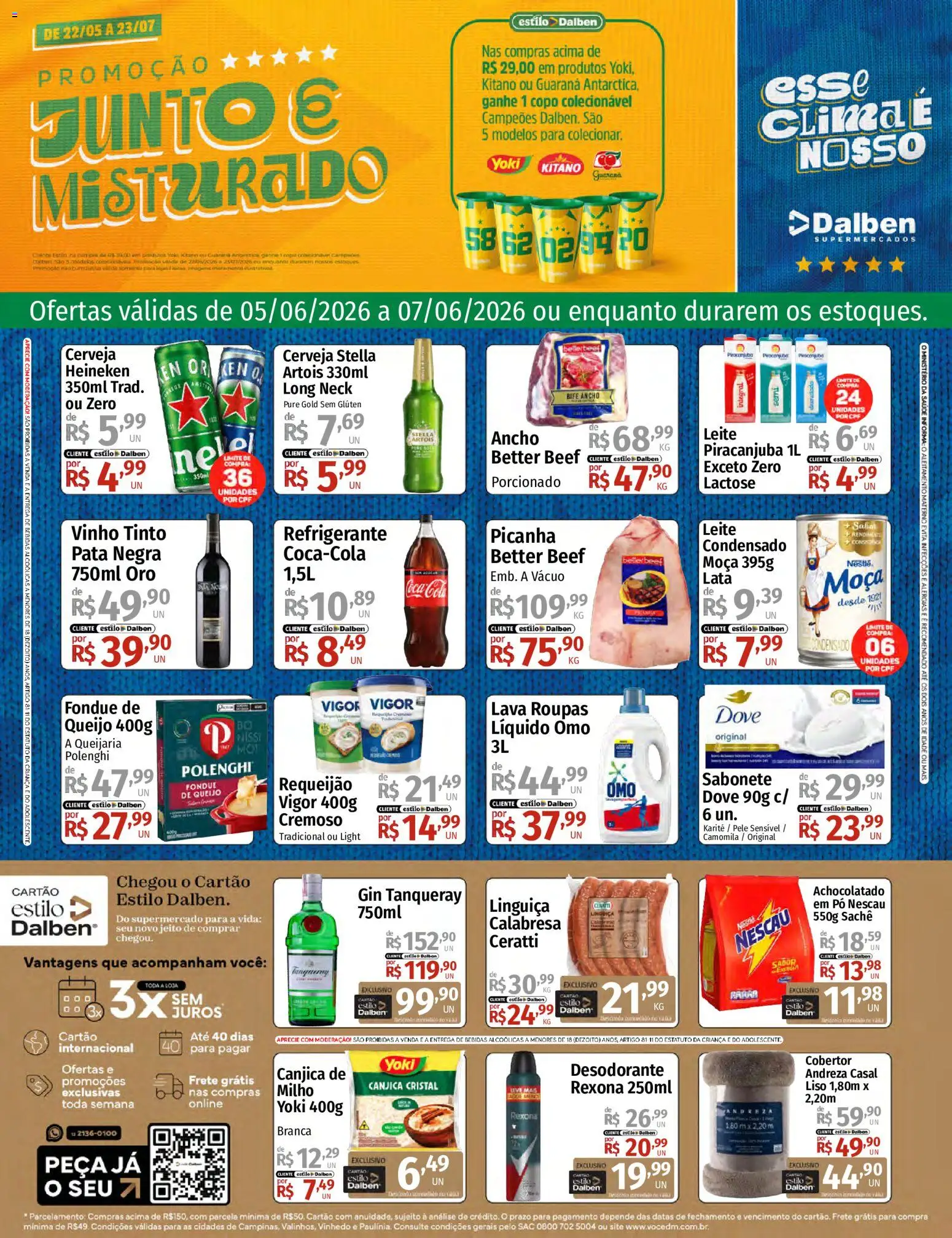Supermercado Dalben Folheto - válido de 05.06.2026 | Página: 1 | Produtos: Cola, Queijo, Cerveja, Rexona