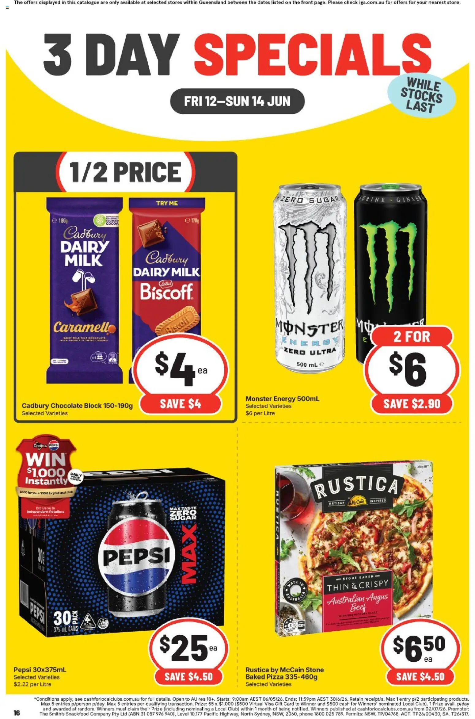 IGA catalogue - valid from 12.06.2026 | Page: 3 | Products: Cocoa, Dairy, Sugar, Phone
