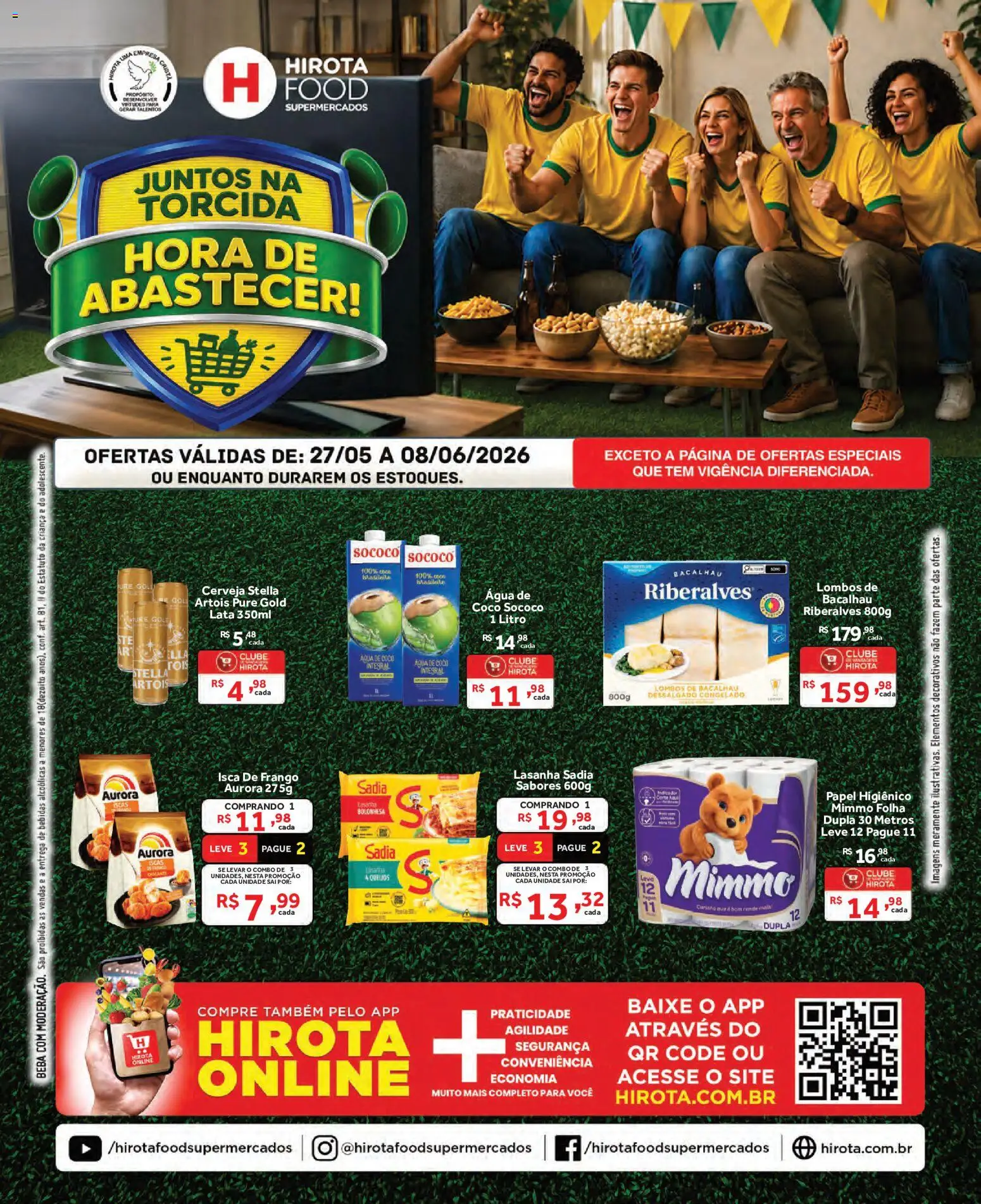 Hirota Food Folheto - válido de 27.05.2026 | Página: 1 | Produtos: Coco, Bacalhau, Lasanha, Papel higiênico