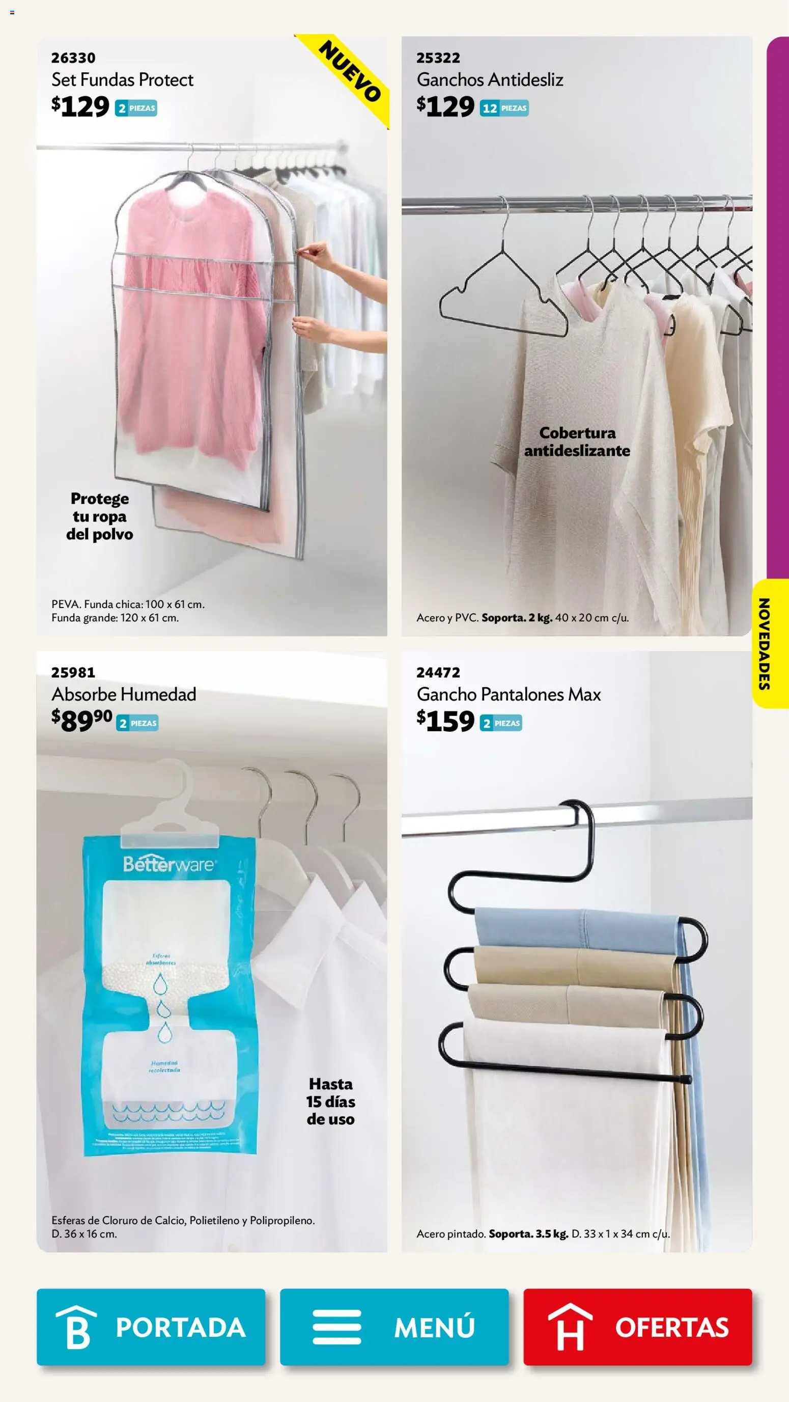 Nuevas ofertas de Betterware válidas en toda la República Mexicana desde el 03/08/2026. ¡Encuentra las mejores ofertas en Betterware campaña 8 2026! | Página: 63 | Productos: Pantalones, Funda, Ropa, Polvo