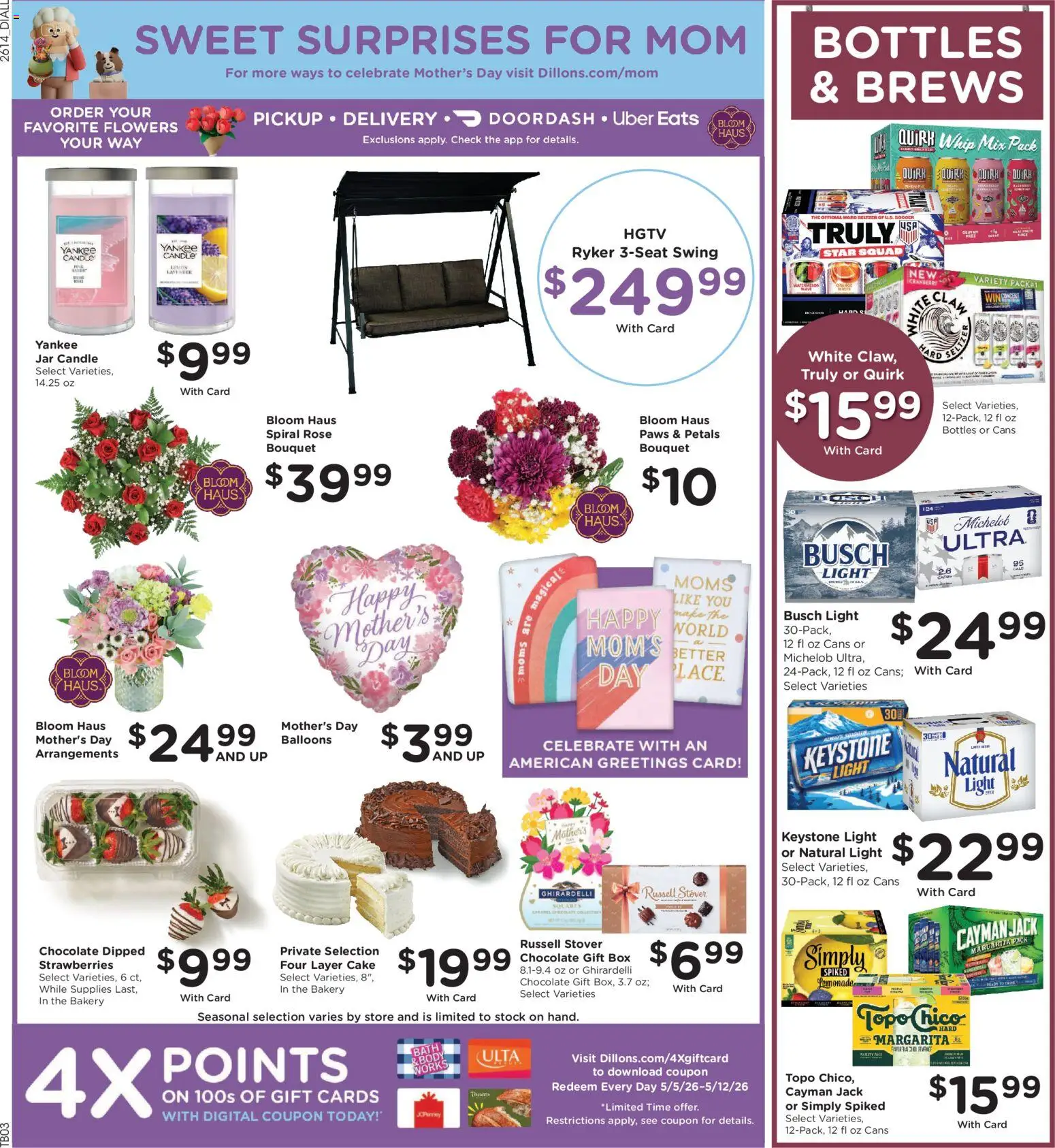 Dillons Weekly Ad - valid from 06.05.2026 | Page: 4 | Products: Bakery, Bath, Chocolate, Strawberries