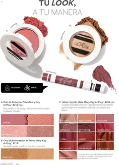 Vista previa de Catálogo Mary Kay Julio Agosto 2026, nuevo folleto de la tienda, válido en México a partir del 01/07/2026 | Página: 42 | Productos: Mate, Polvo, Bronceador, Rubor
