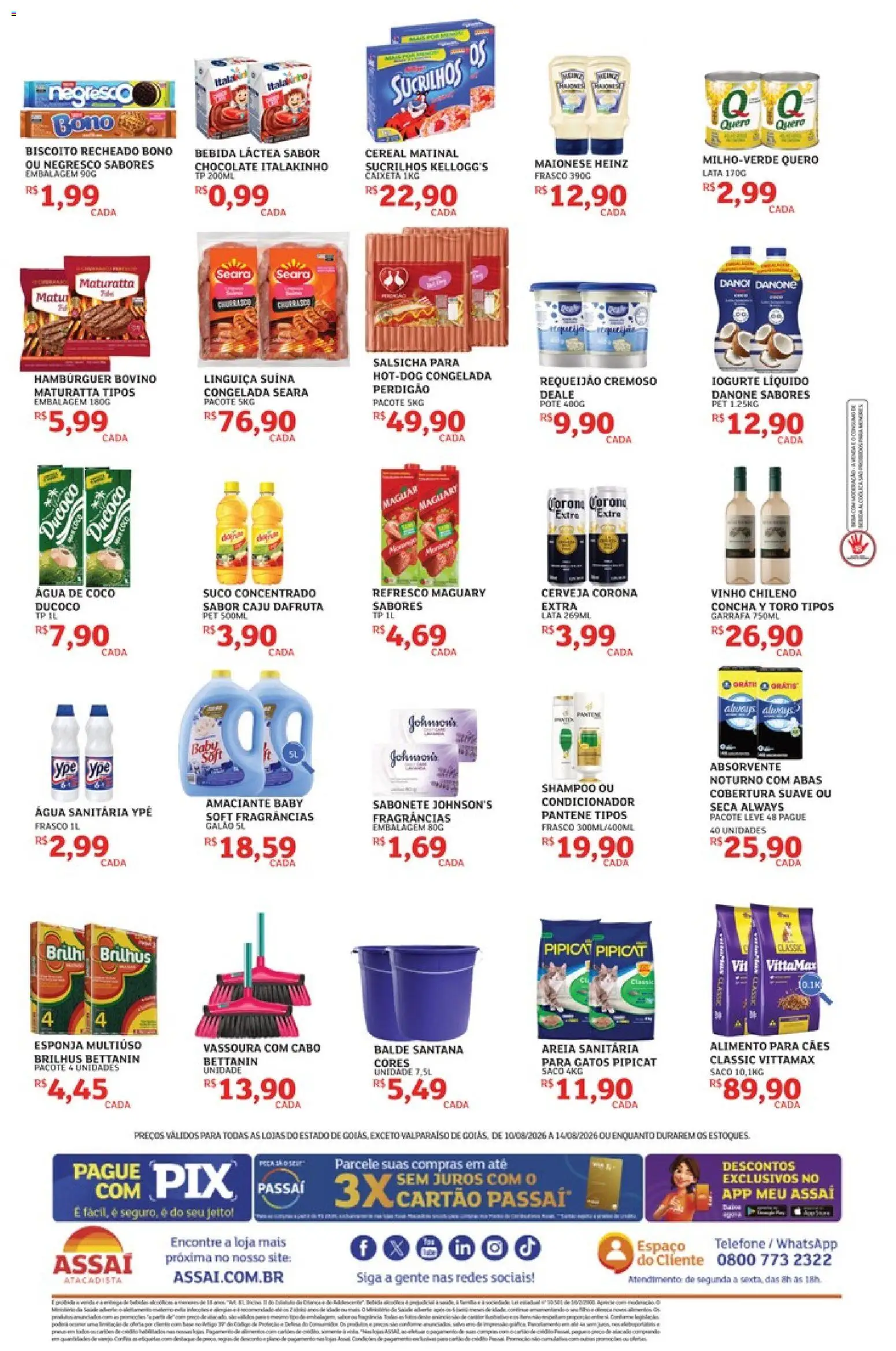 Assaí Atacadista Folheto - válido de 10/08/2026 | Página: 2 | Produtos: Caju, Esponja, Hambúrguer, Requeijão